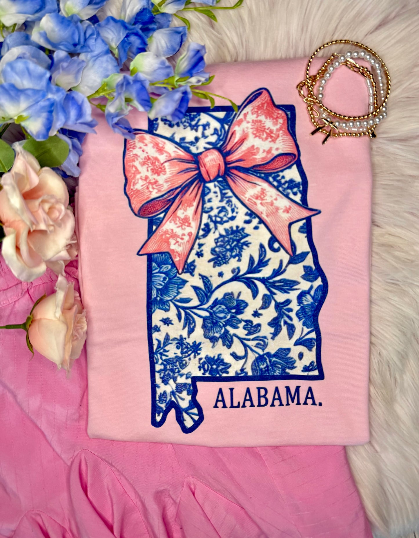 Alabama Floral State Bow Tee