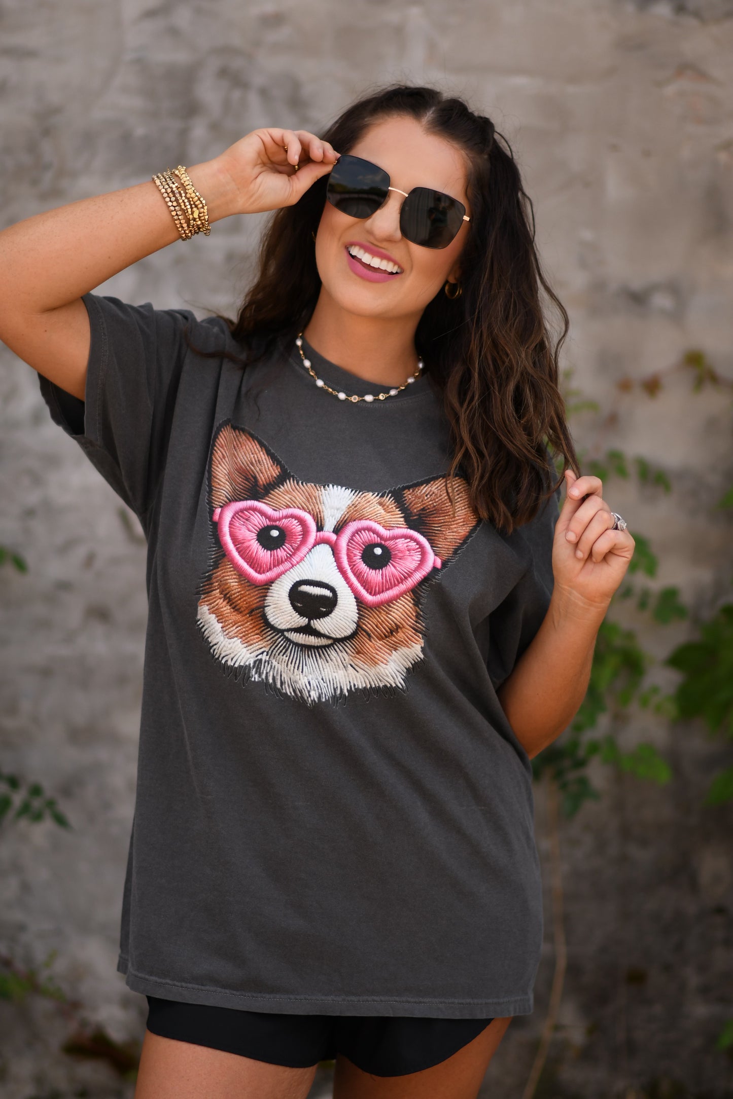 Corgi Faux Embroidery Tee