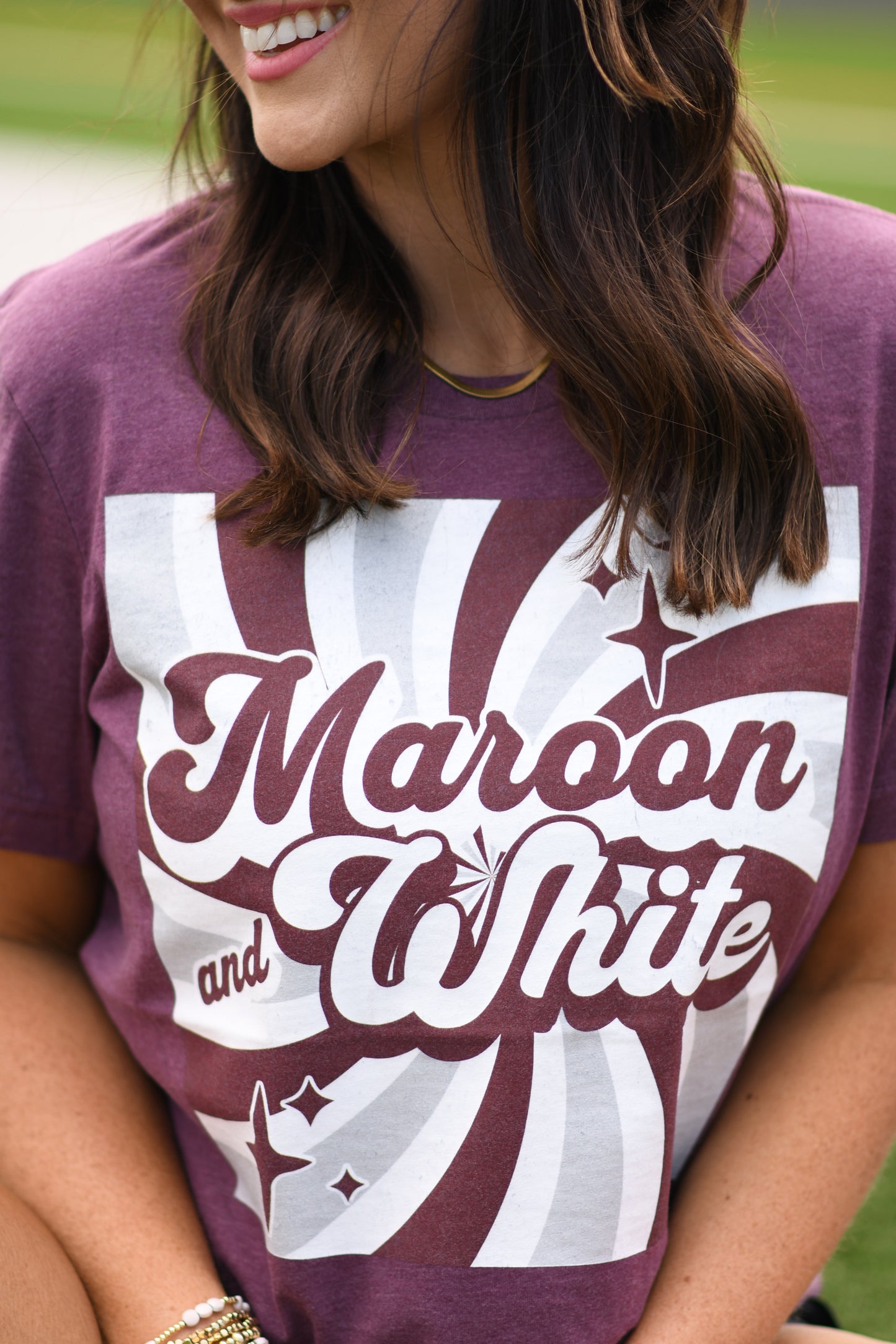 Maroon and White Retro Tee
