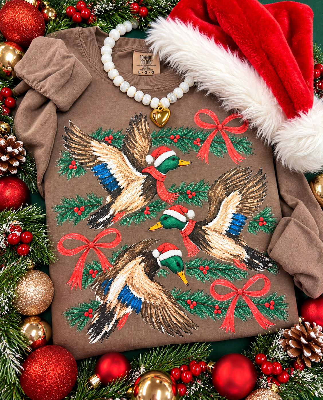 Ducks and Holly Tee/Long Sleeve