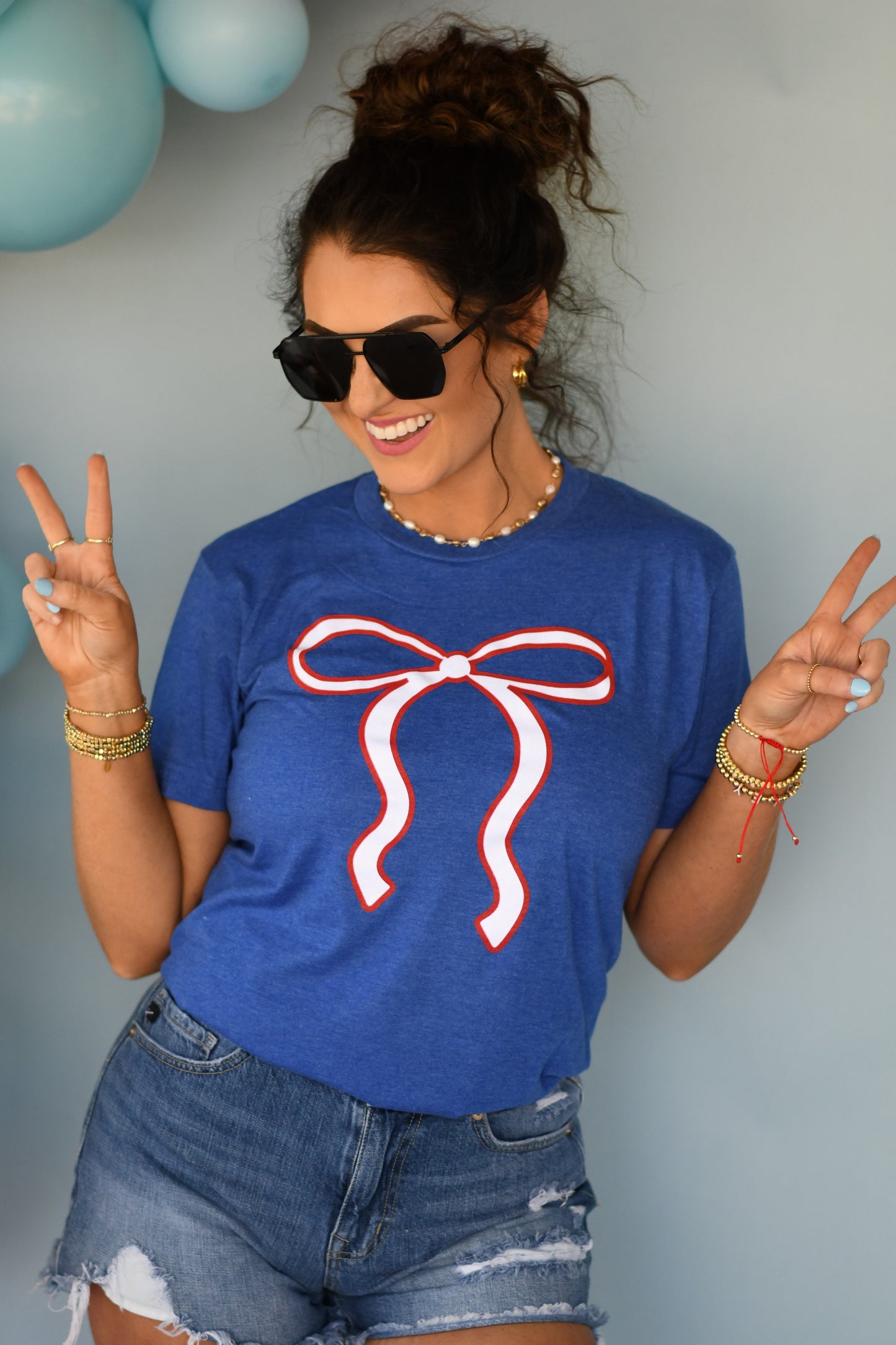 RTS Glitter American Bow Tee