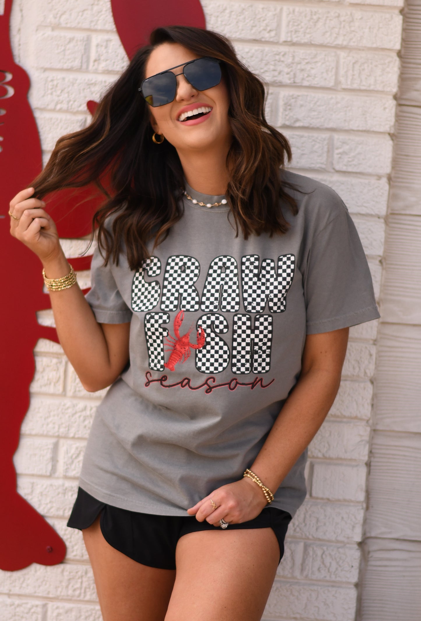 Crawfish Season Checkered Tee