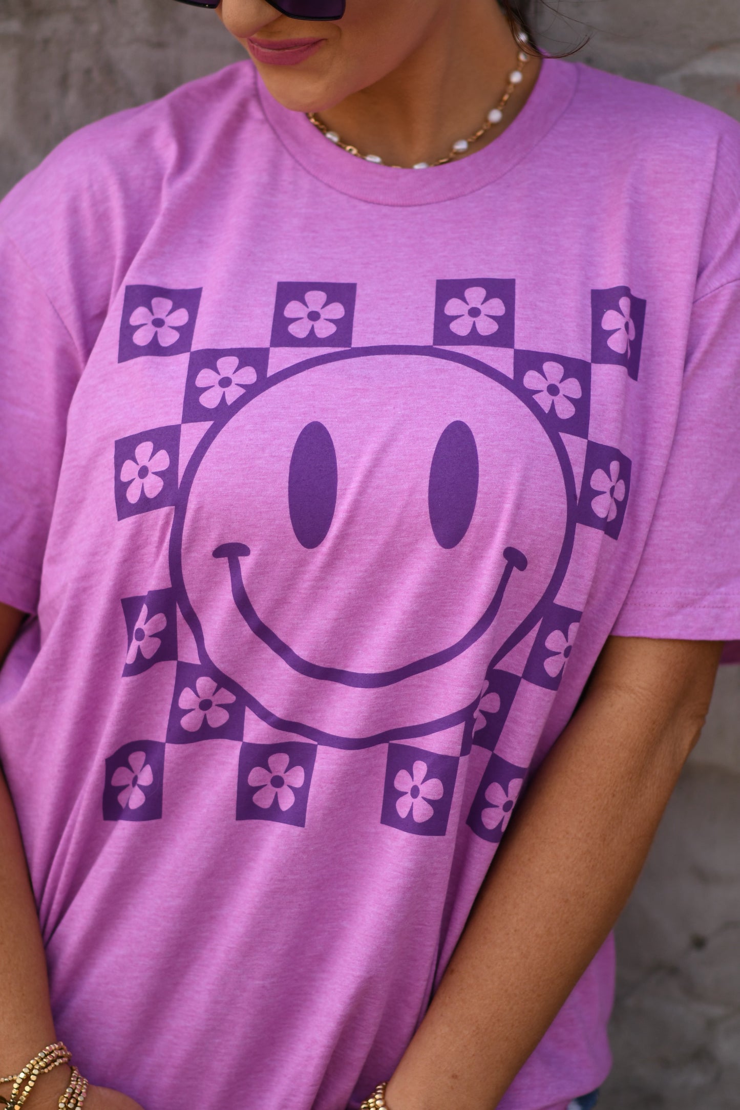 RTS Purple Smiley Flowers Tee