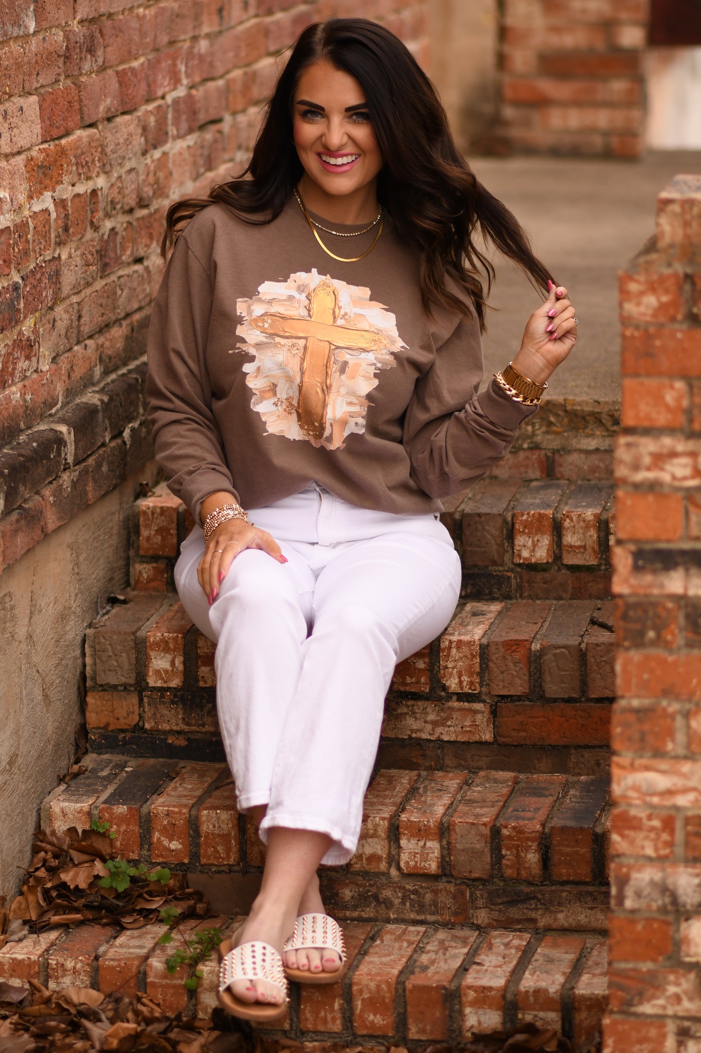 Gold Smudge Cross Tee/Long Sleeve