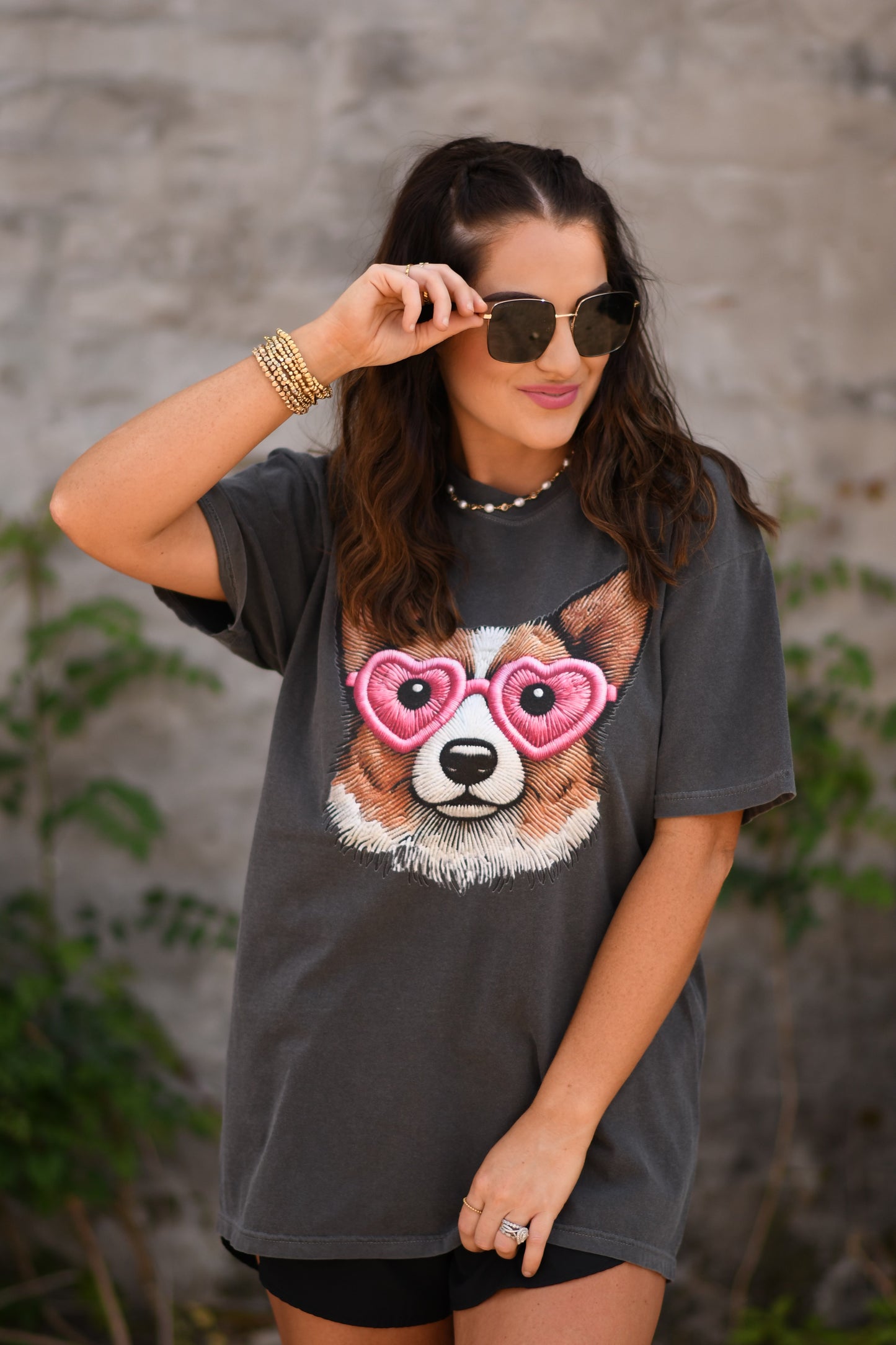Corgi Faux Embroidery Tee