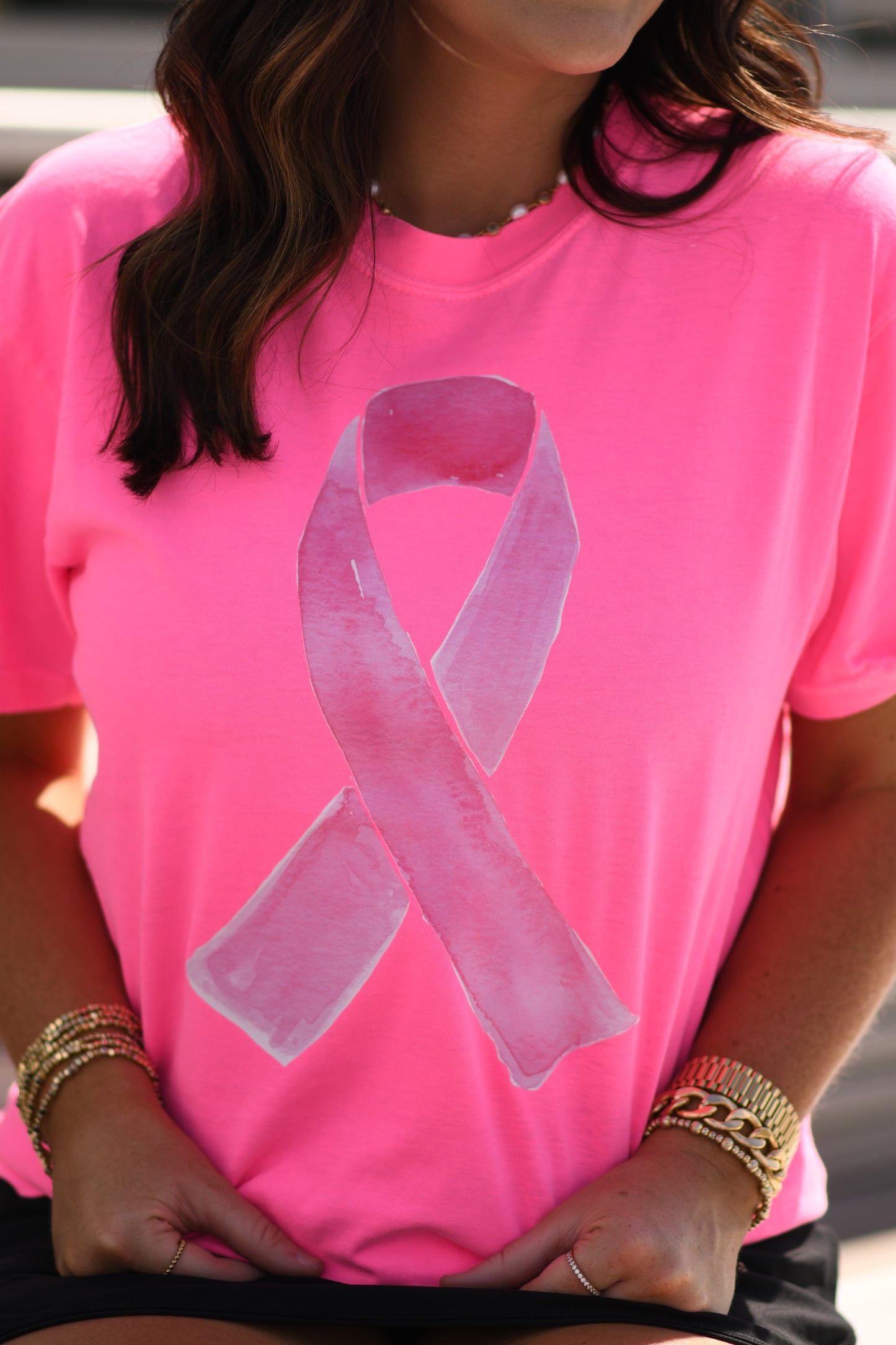 Watercolor Pink Out Ribbon Tee