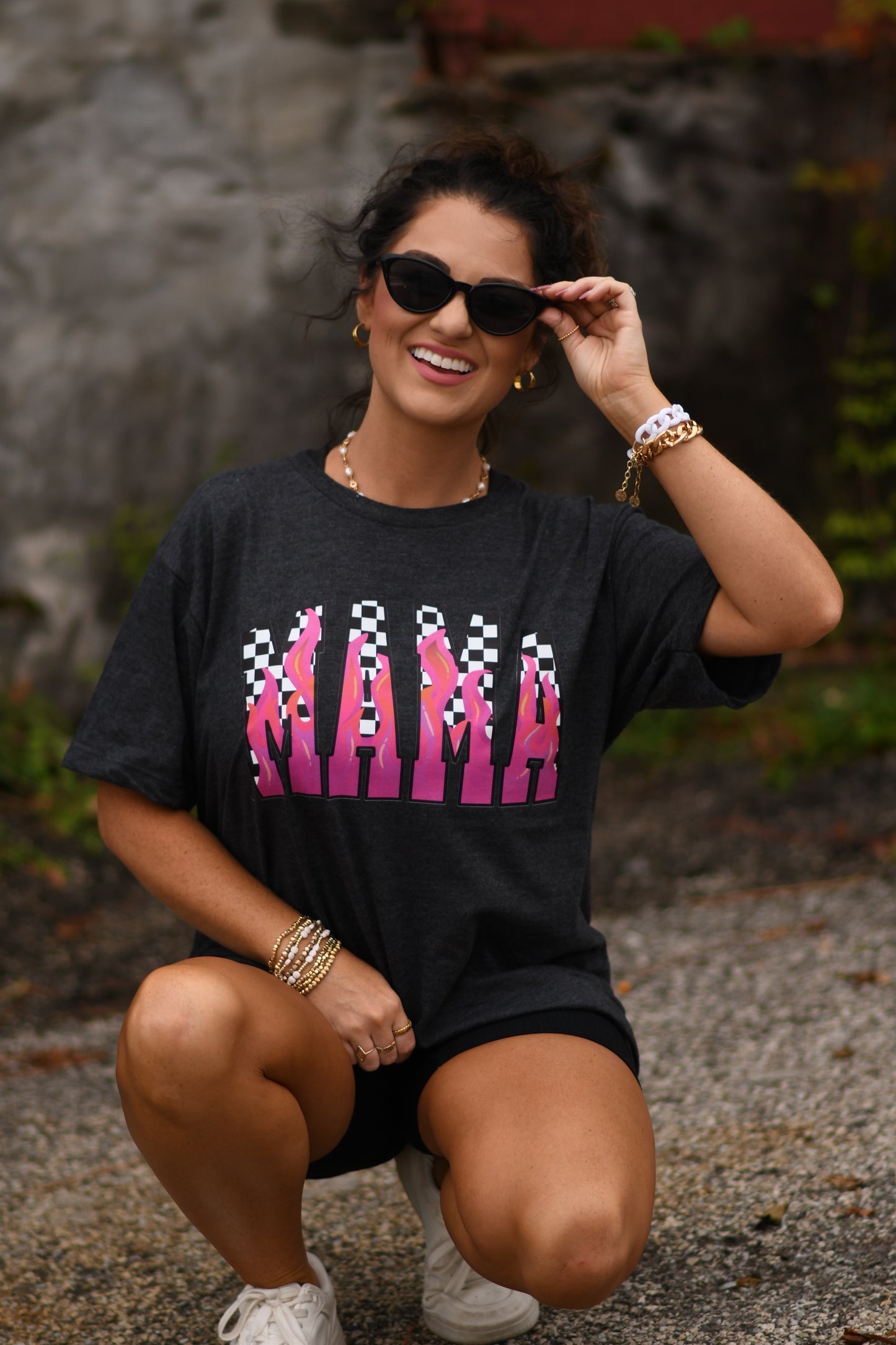 Mama Checkered Flames Tee