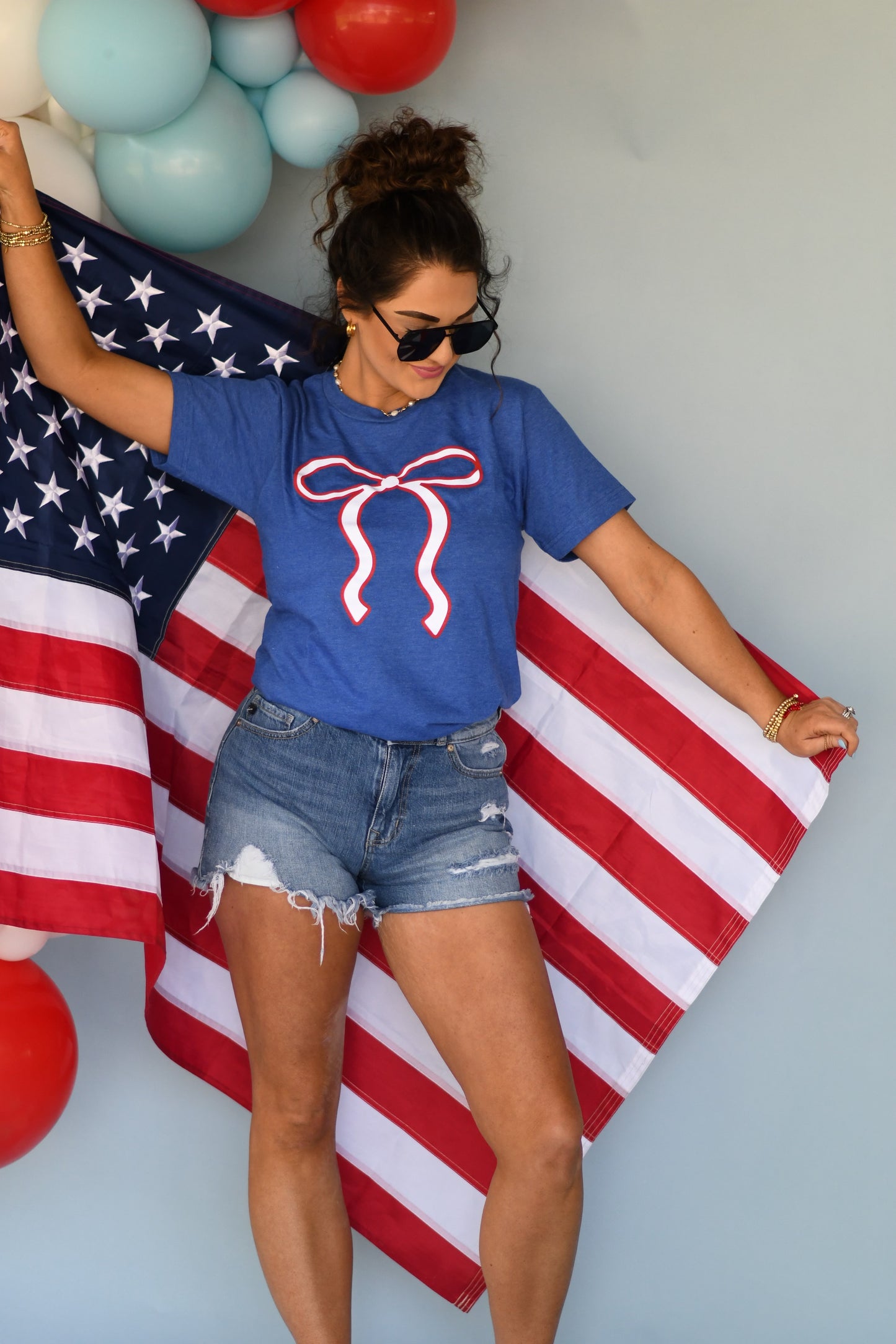 RTS Glitter American Bow Tee