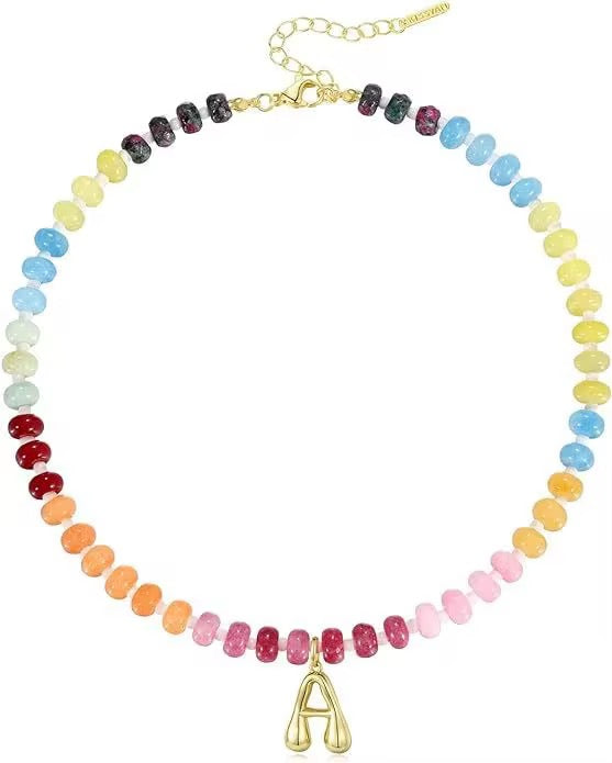 Rainbow Beaded Initial Necklace *PRE ORDER - CIJ SPECIAL*