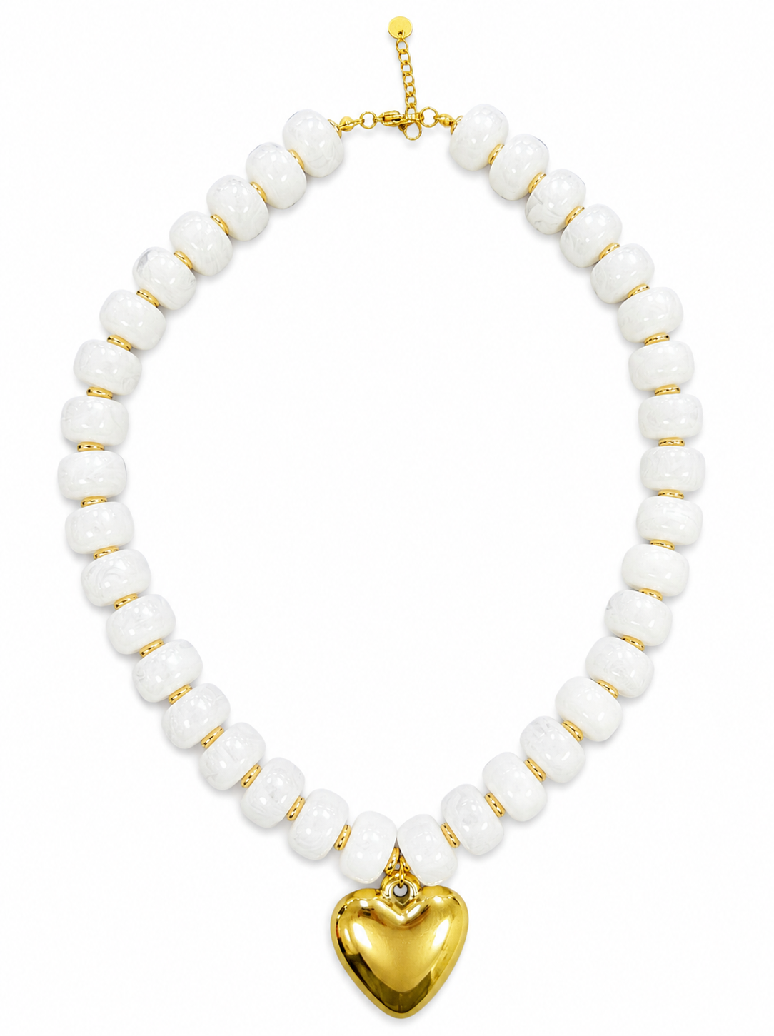 RTS White Beaded Heart Necklace
