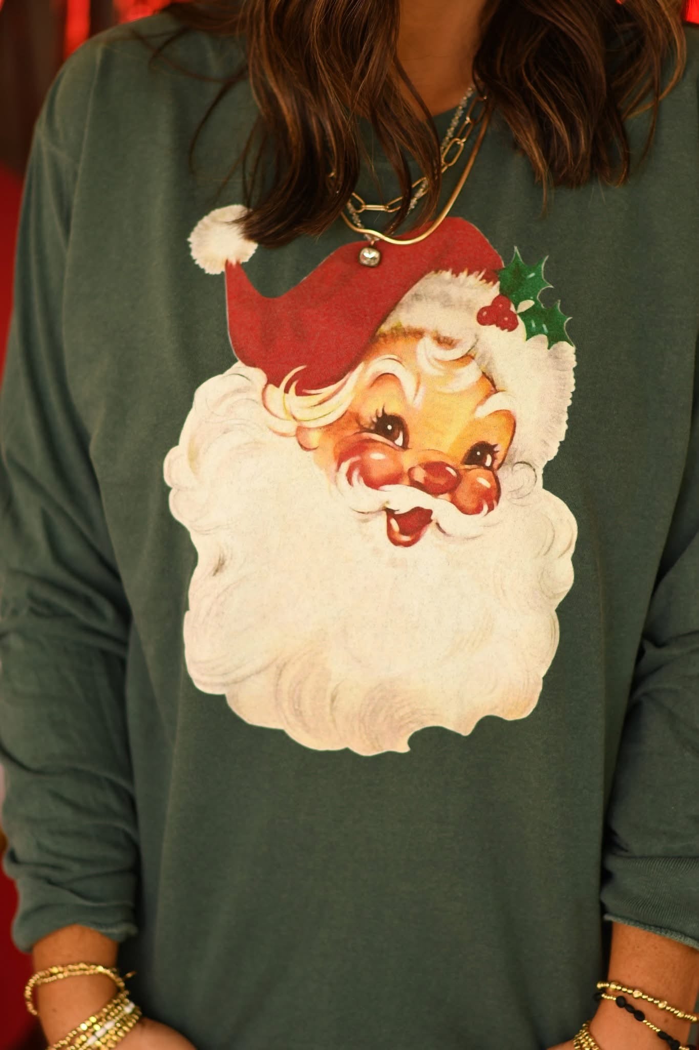 Vintage Red Santa Claus Long Sleeve/Short Sleeve Tee