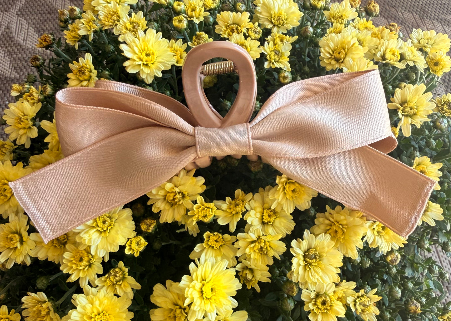 RTS Tan Bow Claw Clip