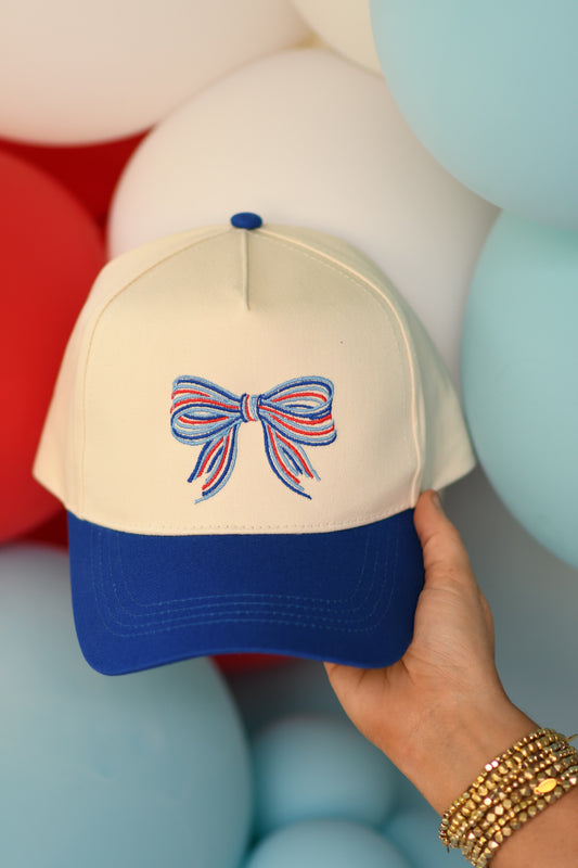 RTS Blue Patriotic embroidered Bow Hat