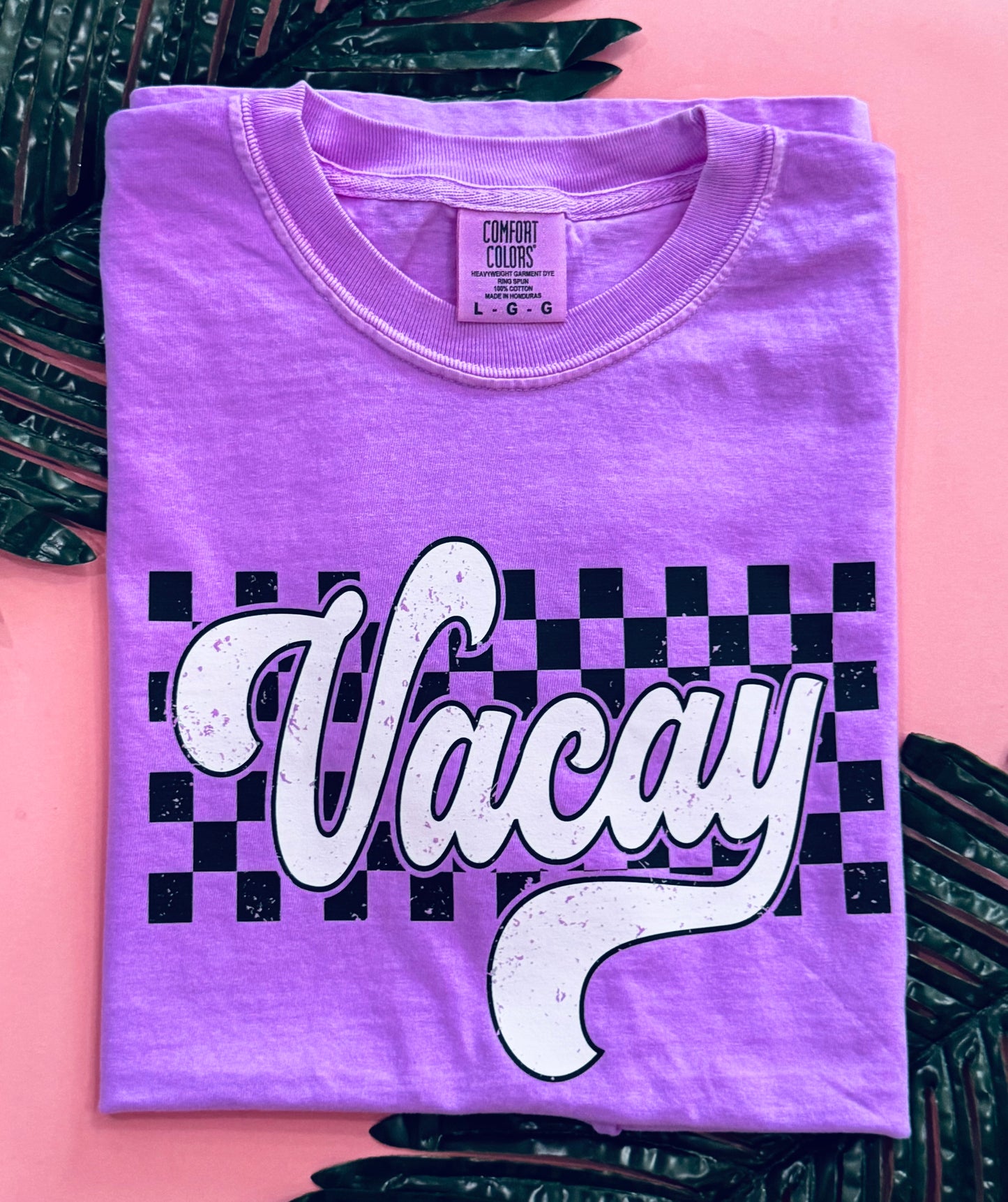 Neon Checkered Vacay Pick Your Color Tee