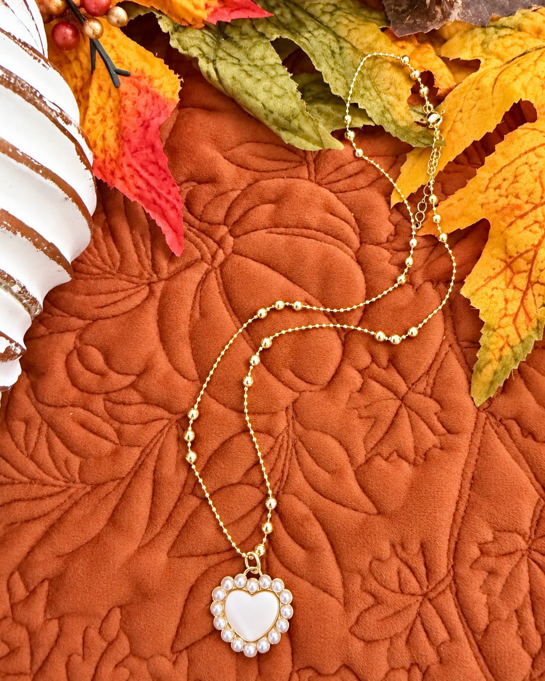 RTS Libby Pearl Heart Necklace