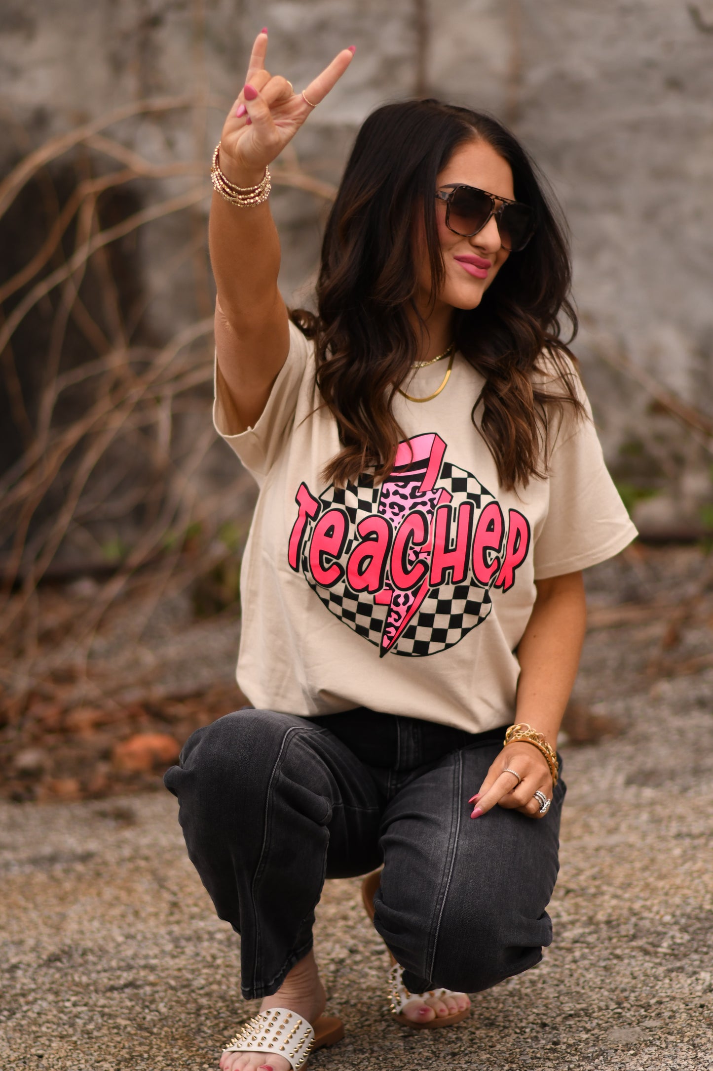 Teacher Leopard Bolt Tee