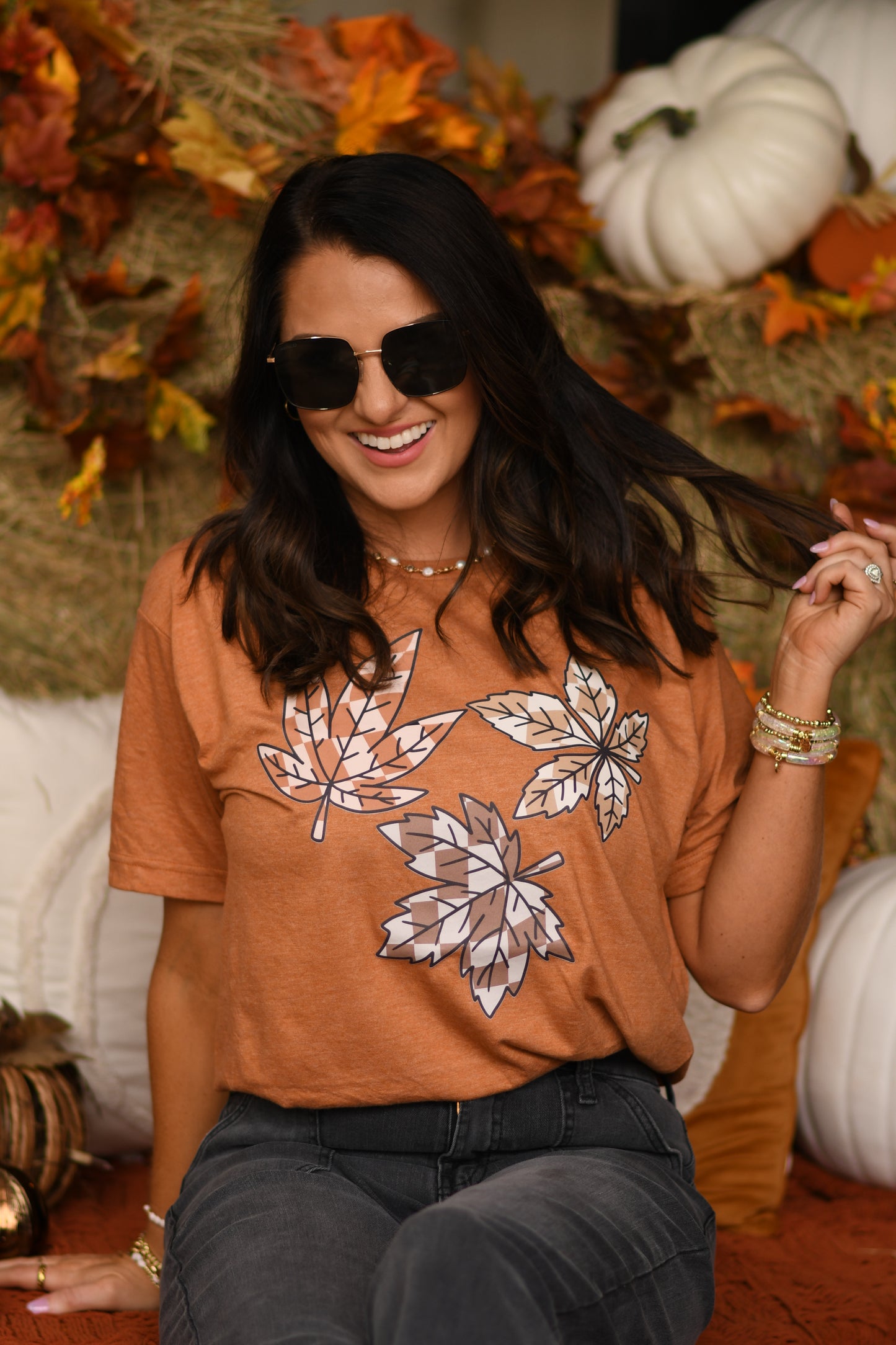 Checkered Leaves Tee