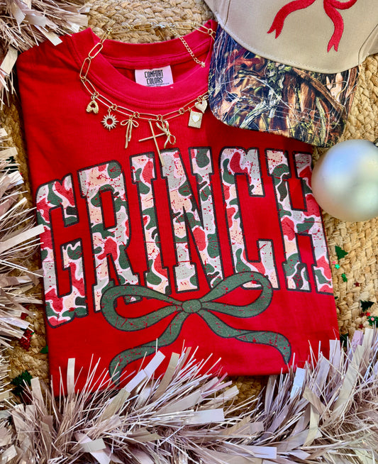 Grinch Camo Bow Tee/Long Sleeve