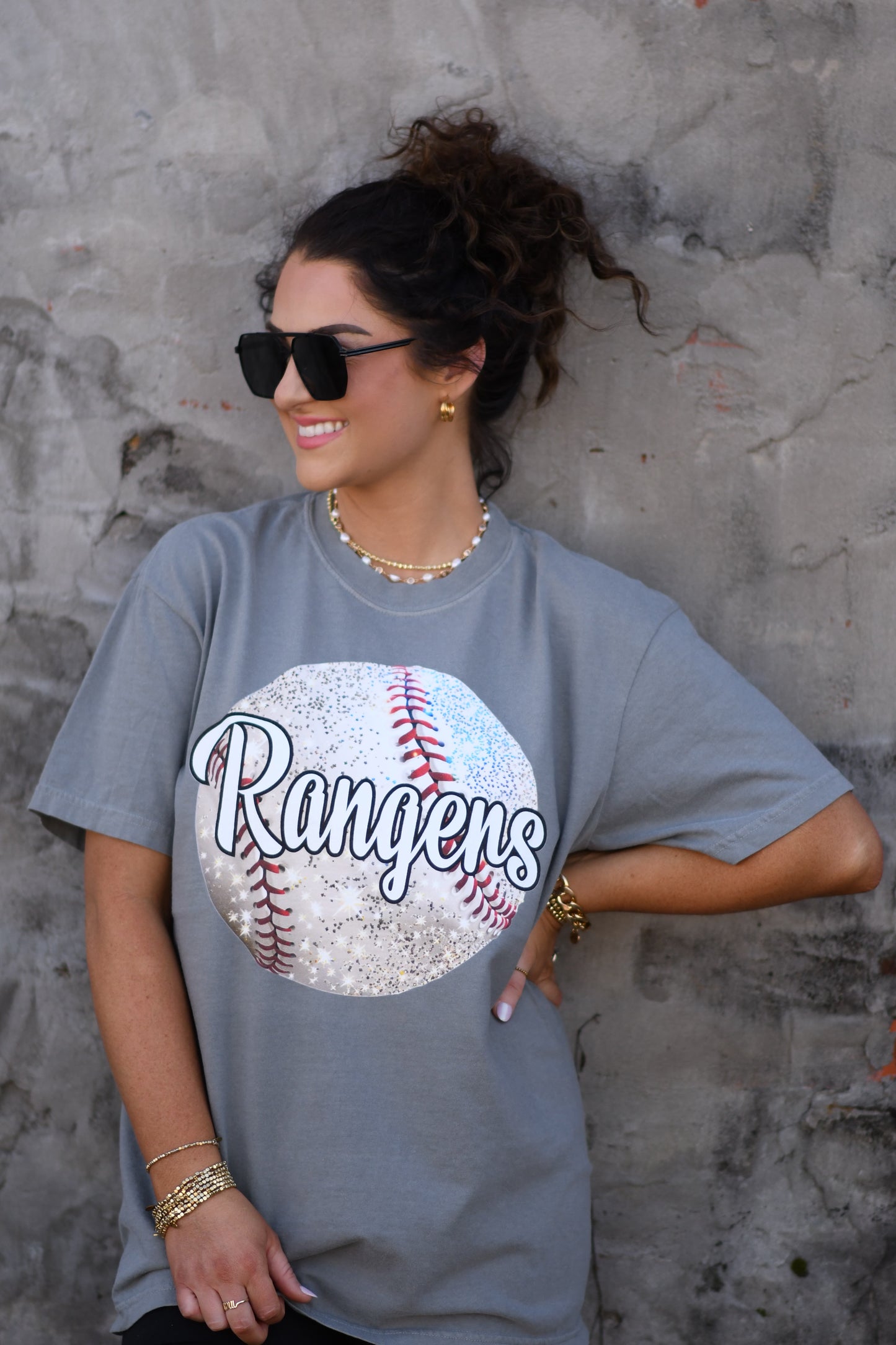 Custom Faux Glitter Baseball Tee