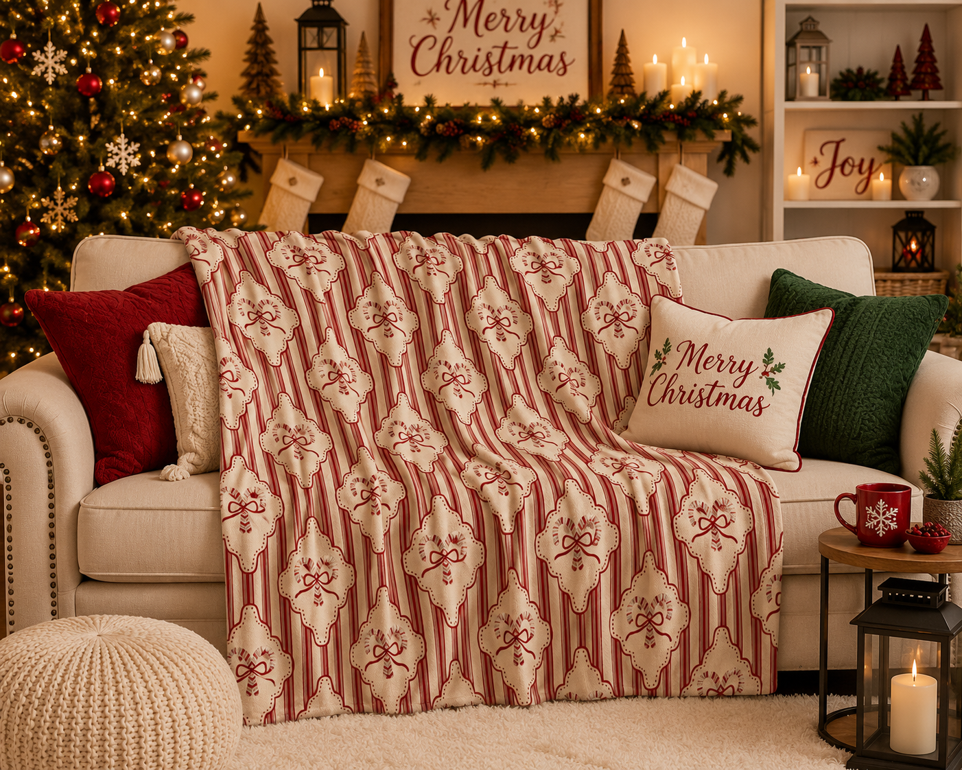 Striped Elegant CandyCane Blanket *Pre Order* *CIJ SPECIAL*