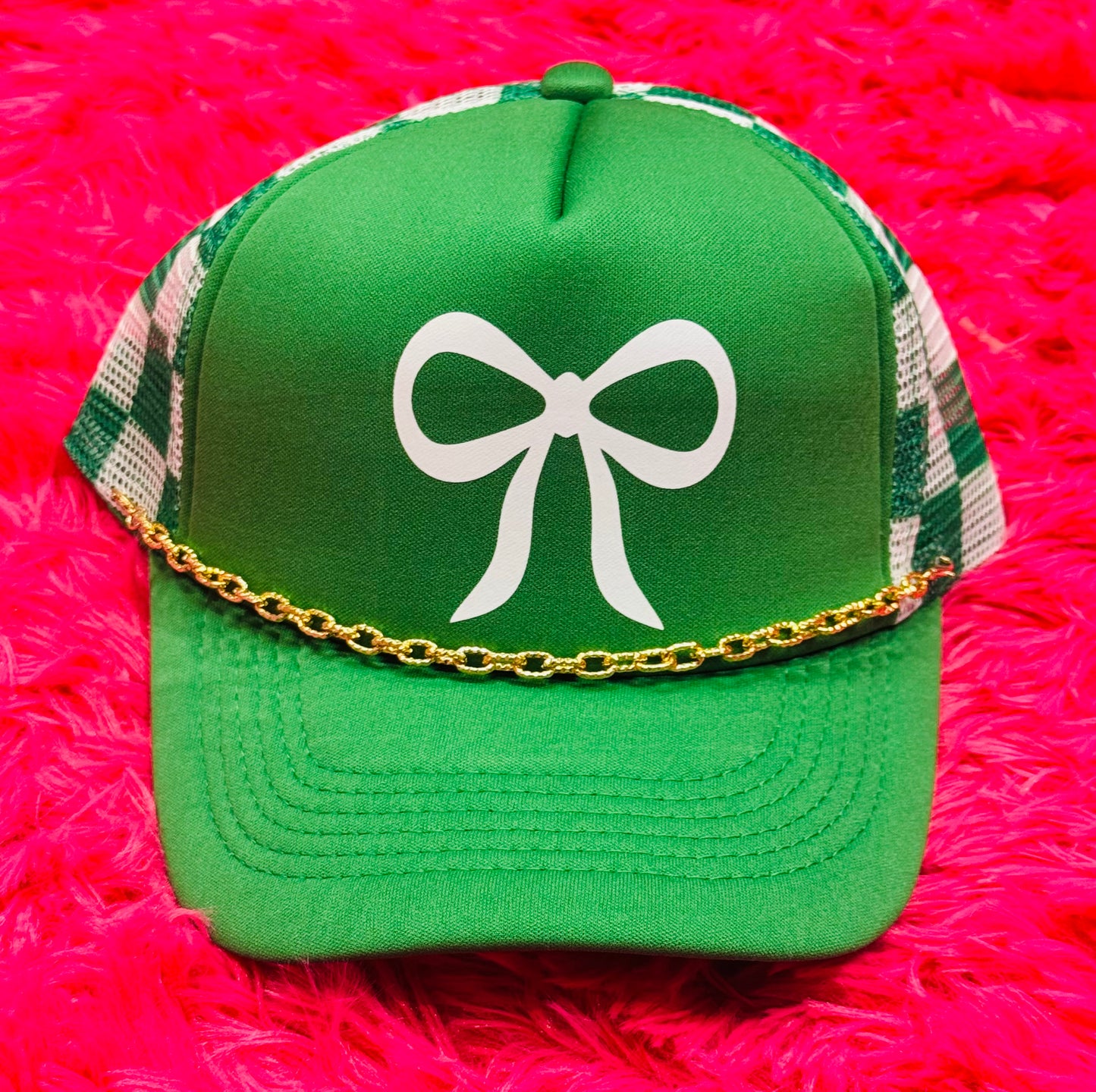 RTS White Bow Green Trucker Hat