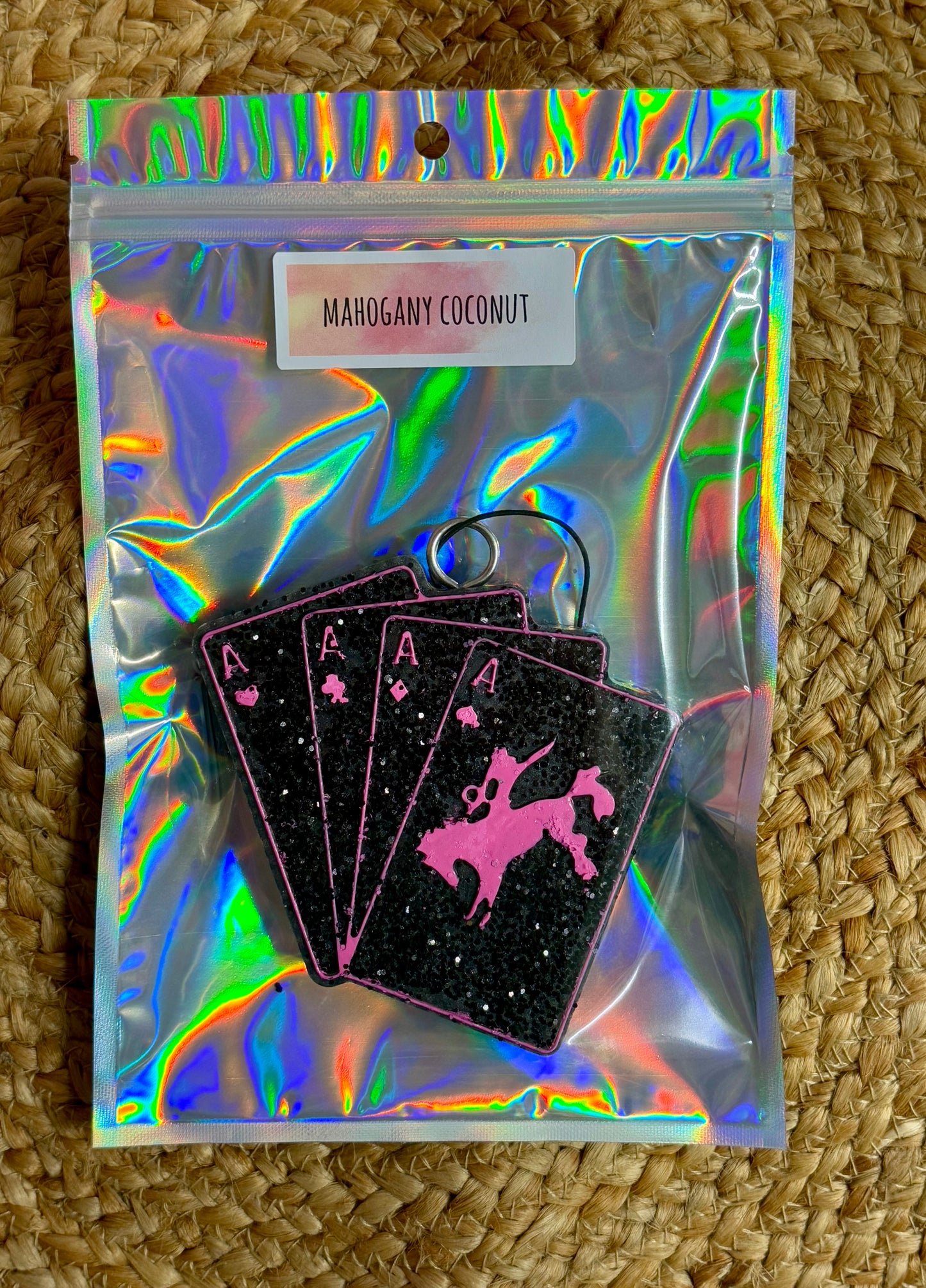 Pink & Black Glitter Western Cards Car Freshie