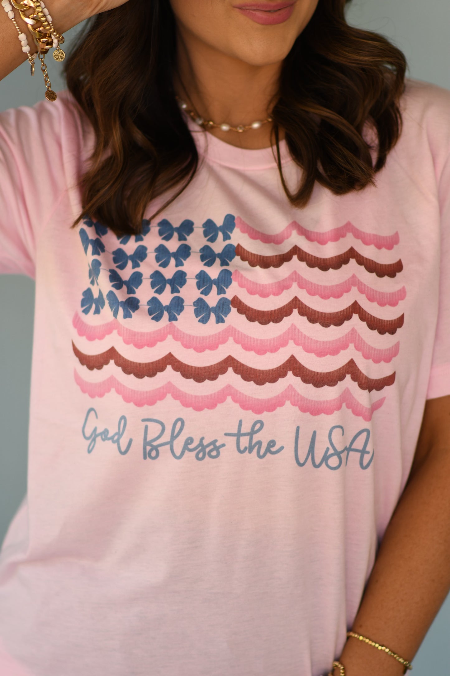 Pink Flag God Bless The USA Tee