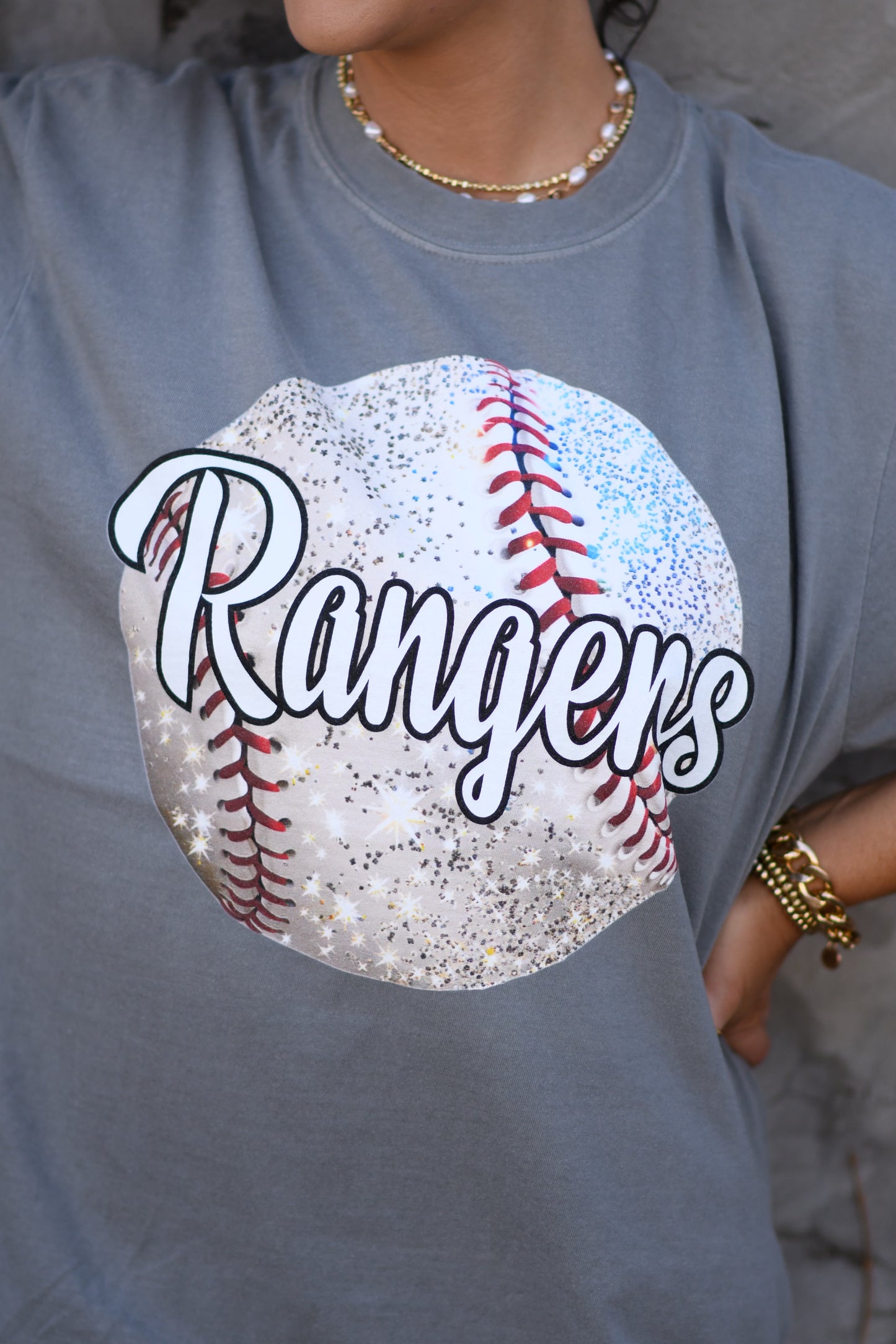 Custom Faux Glitter Baseball Tee