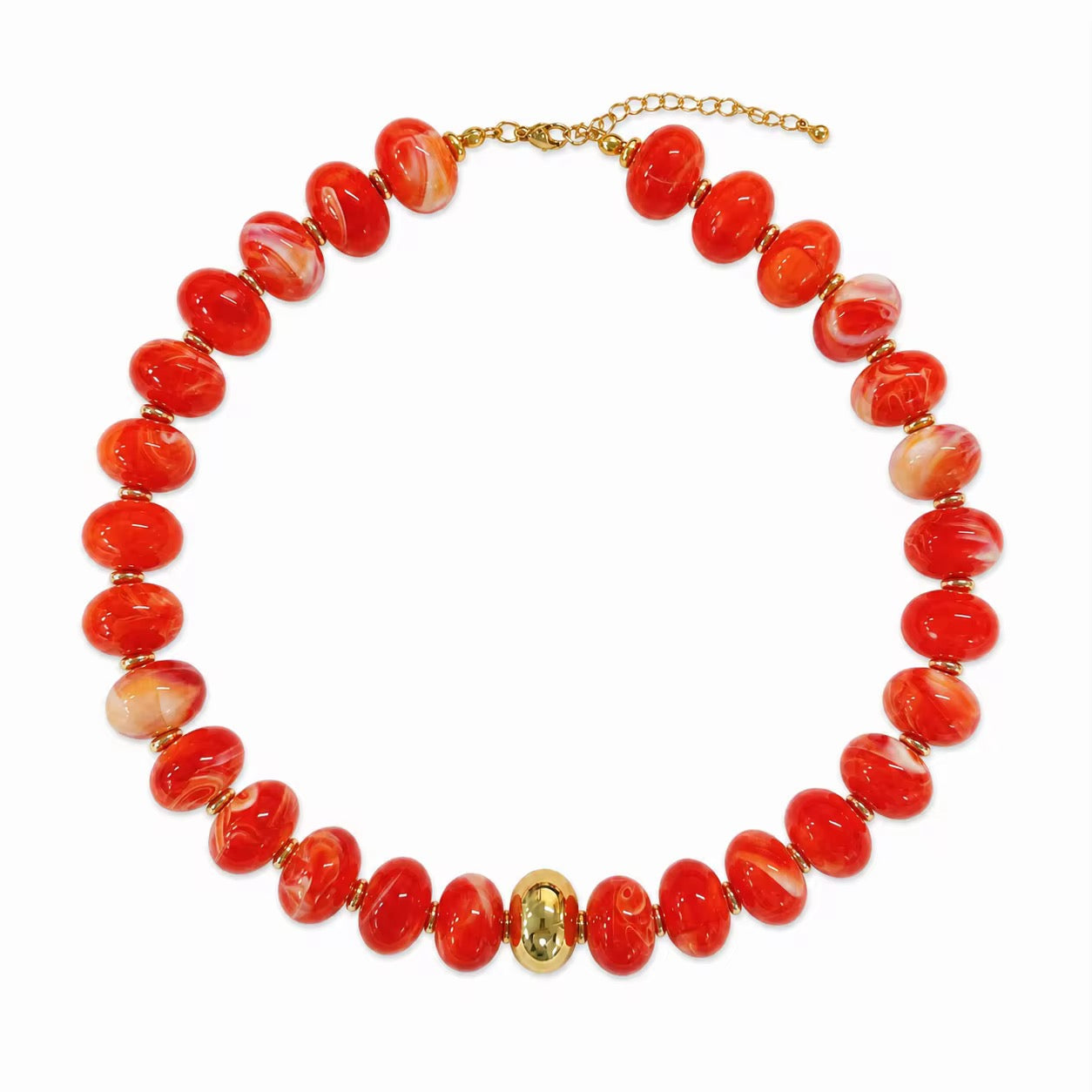 RTS Dark Orange Beaded Necklace