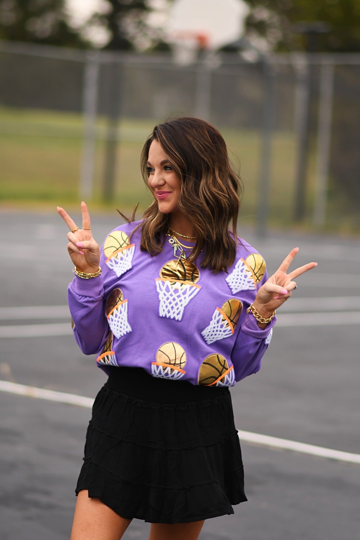 **SALE**Sequin Patched Basketball Sweatshirt