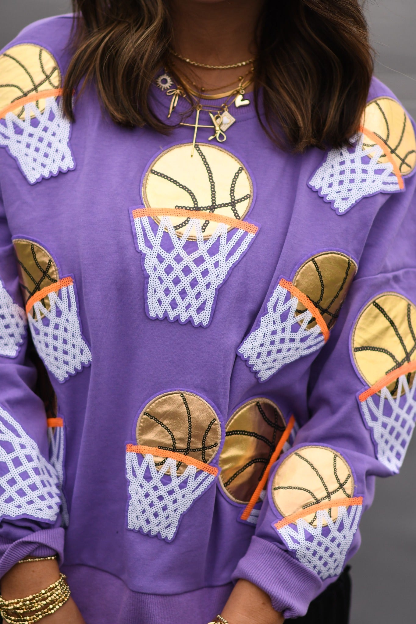 **SALE**Sequin Patched Basketball Sweatshirt
