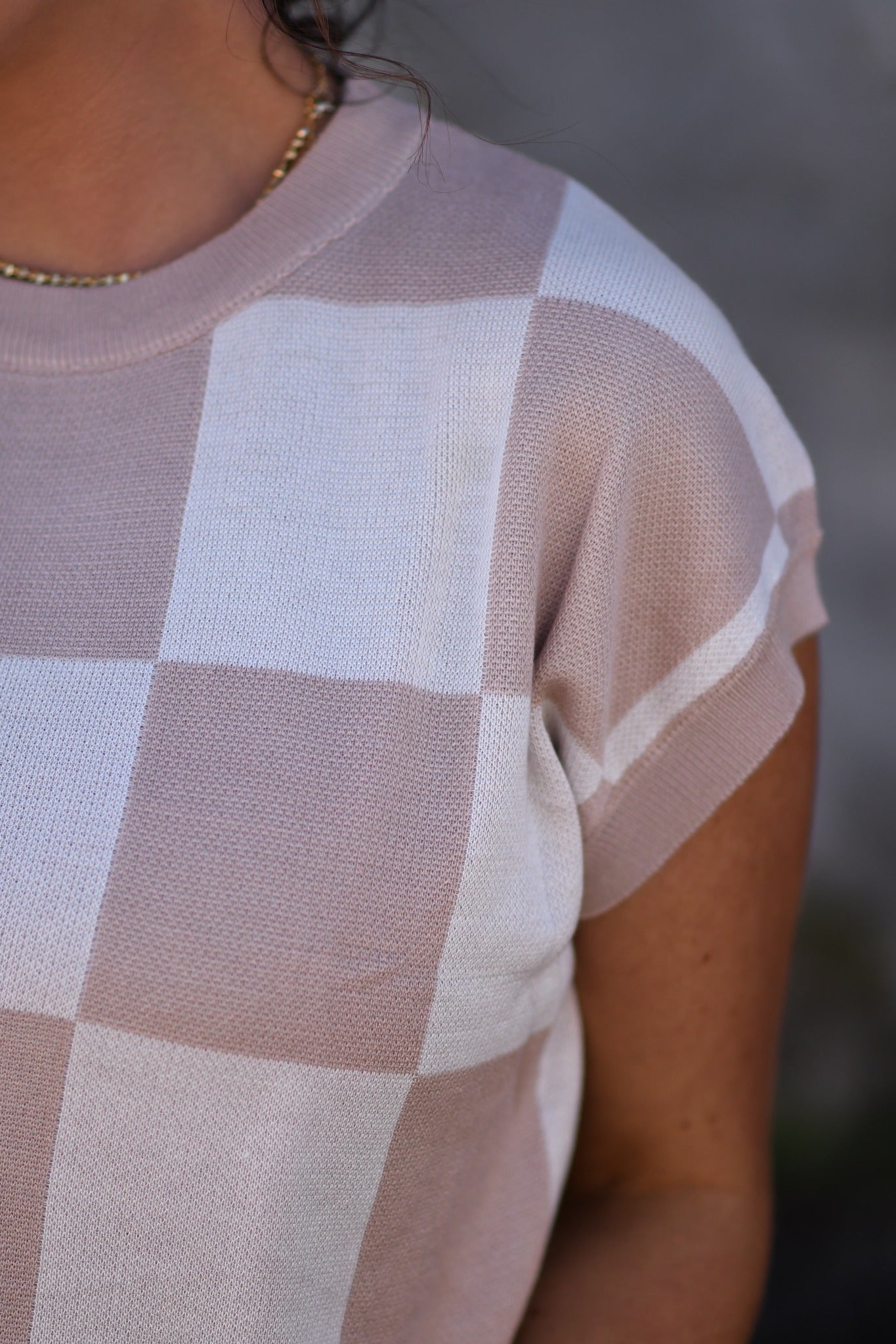 **SALE** Tan Checkered Top