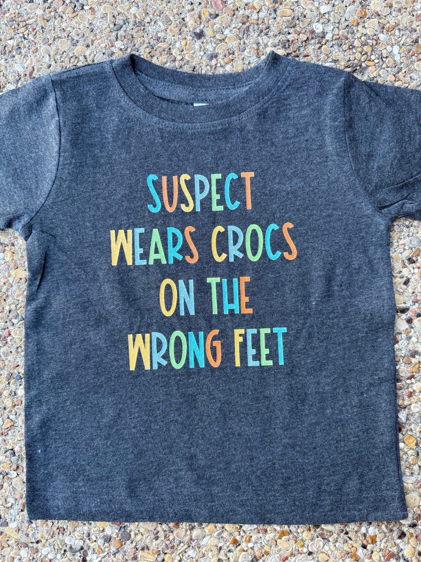 Boys Suspect Wears Crocs On The Wrong Feet Tee