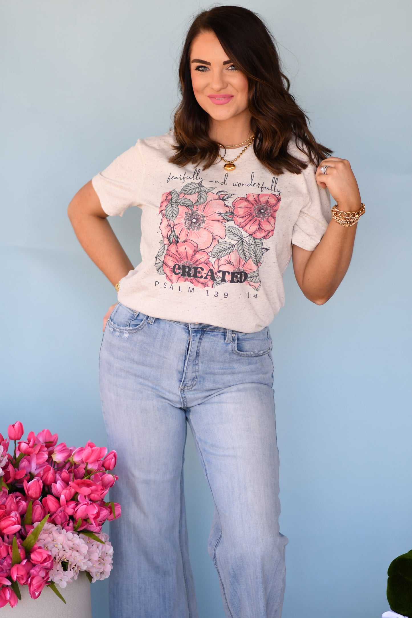 Fearfully And Wonderfully Created Floral Tee