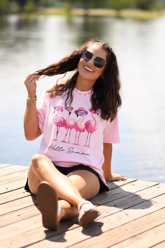Hello Summer Flamingo Tee
