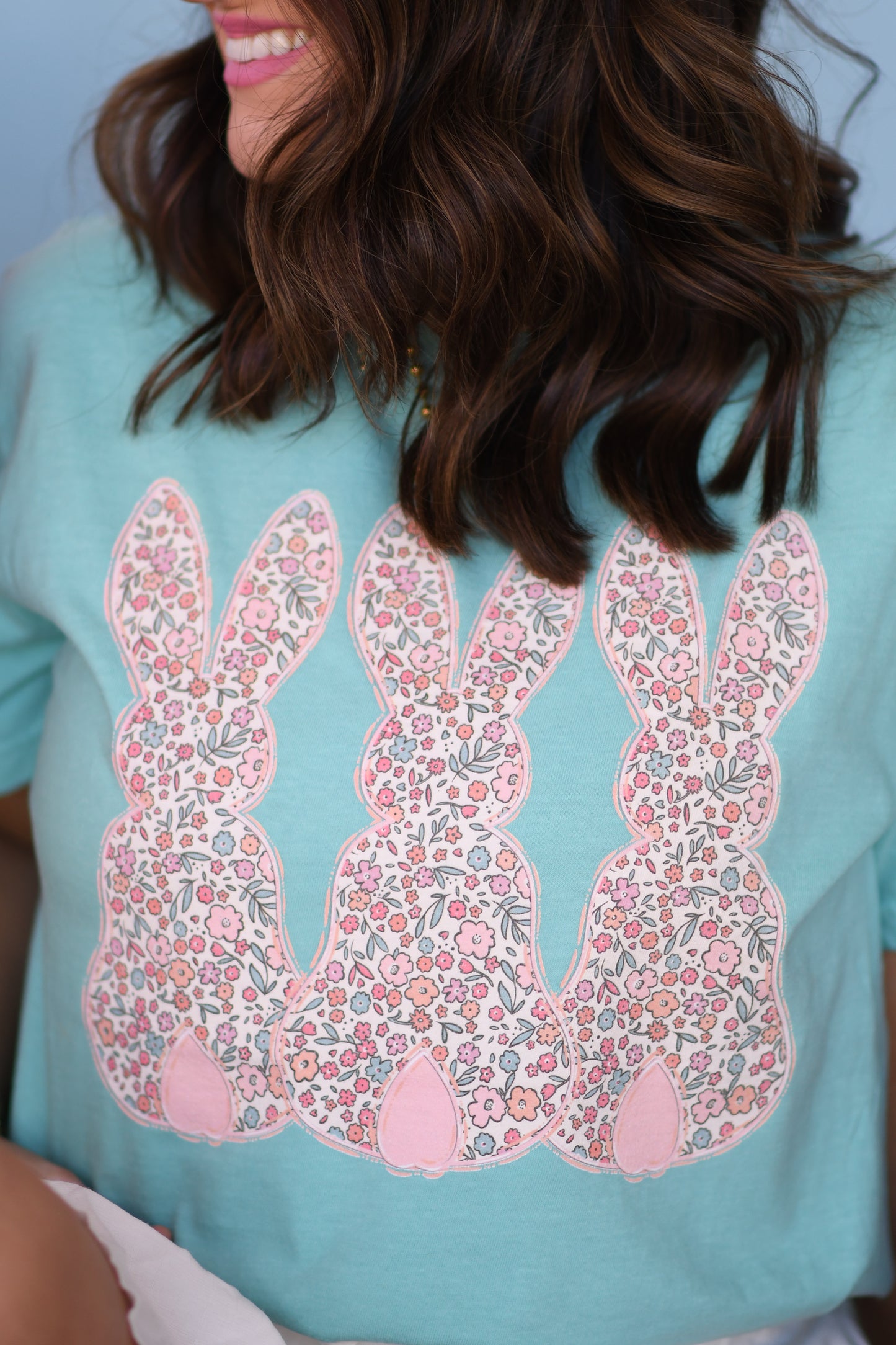 Three Floral Cottontail Bunnies Tee