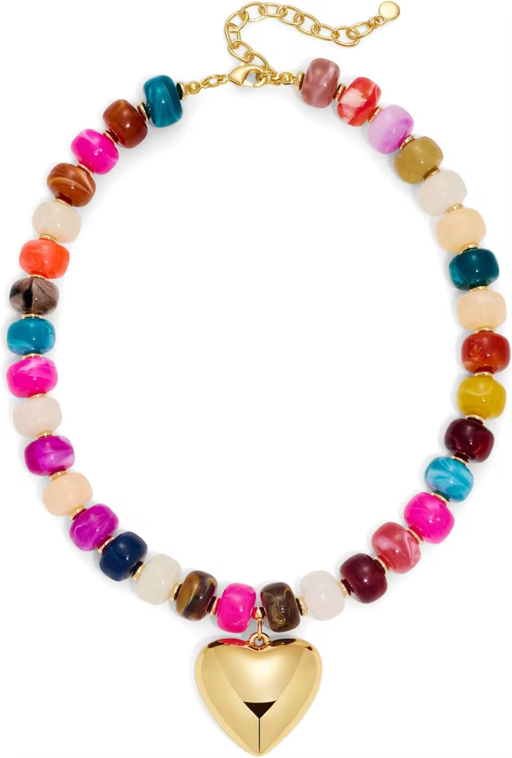 RTS Rainbow Beaded Heart Necklace