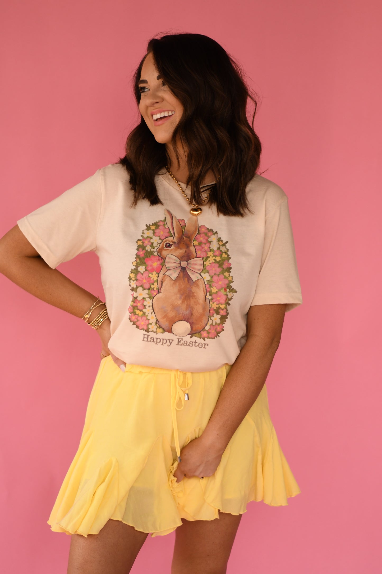 Happy Easter Floral Bunny Tee