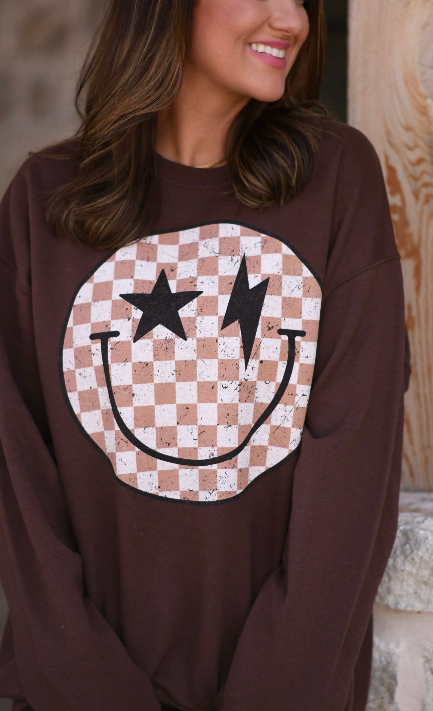 Checkered Smiley Sweatshirt