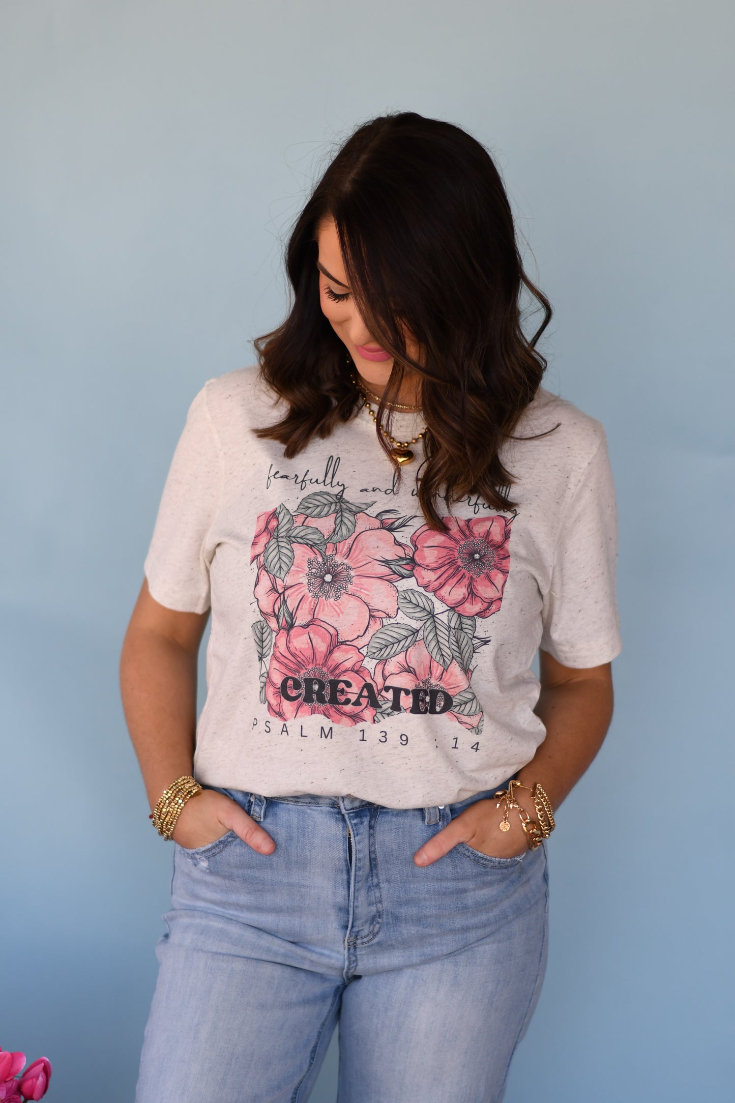 Fearfully And Wonderfully Created Floral Tee