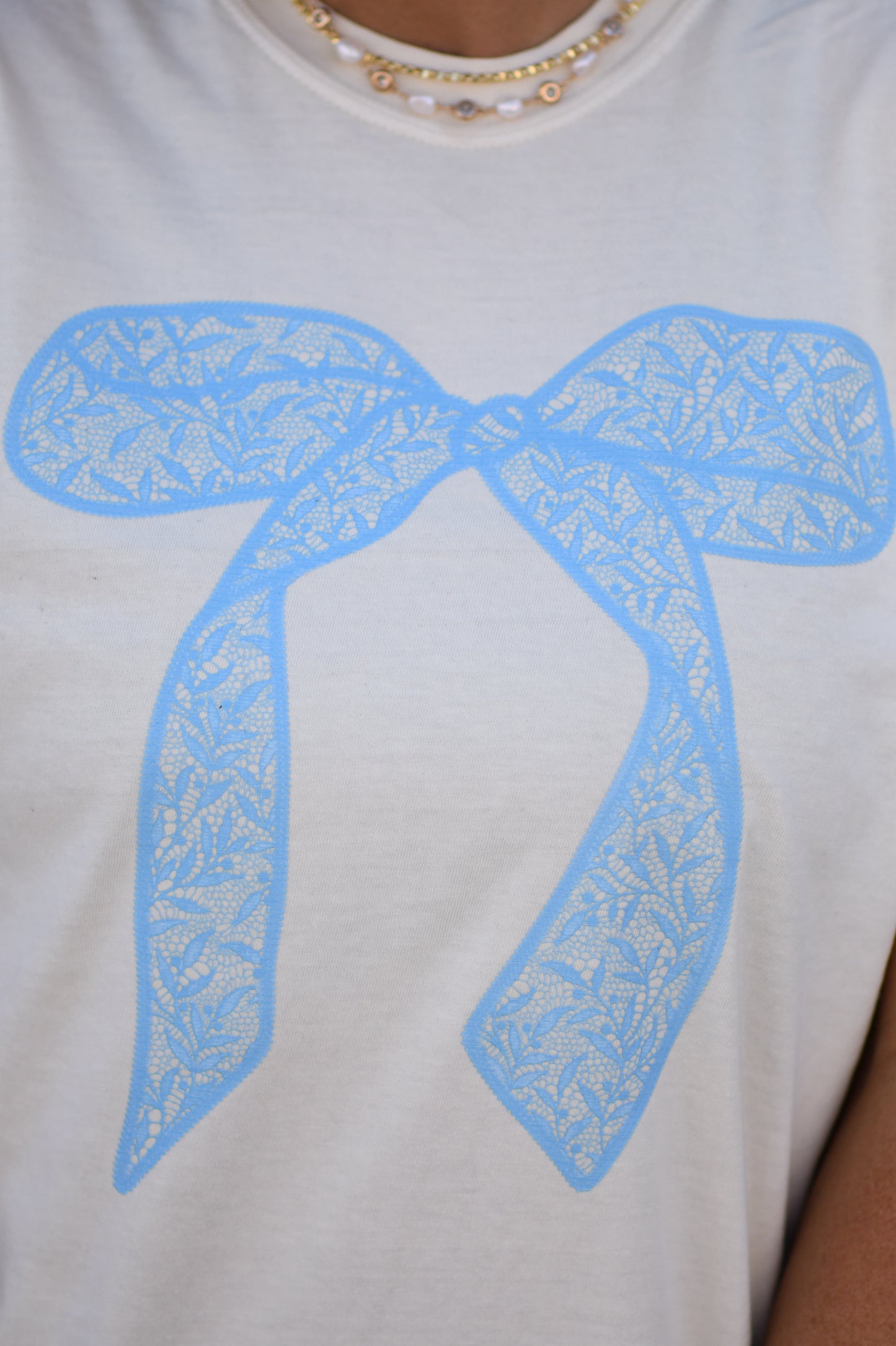 Turquoise Lace Bow Tee