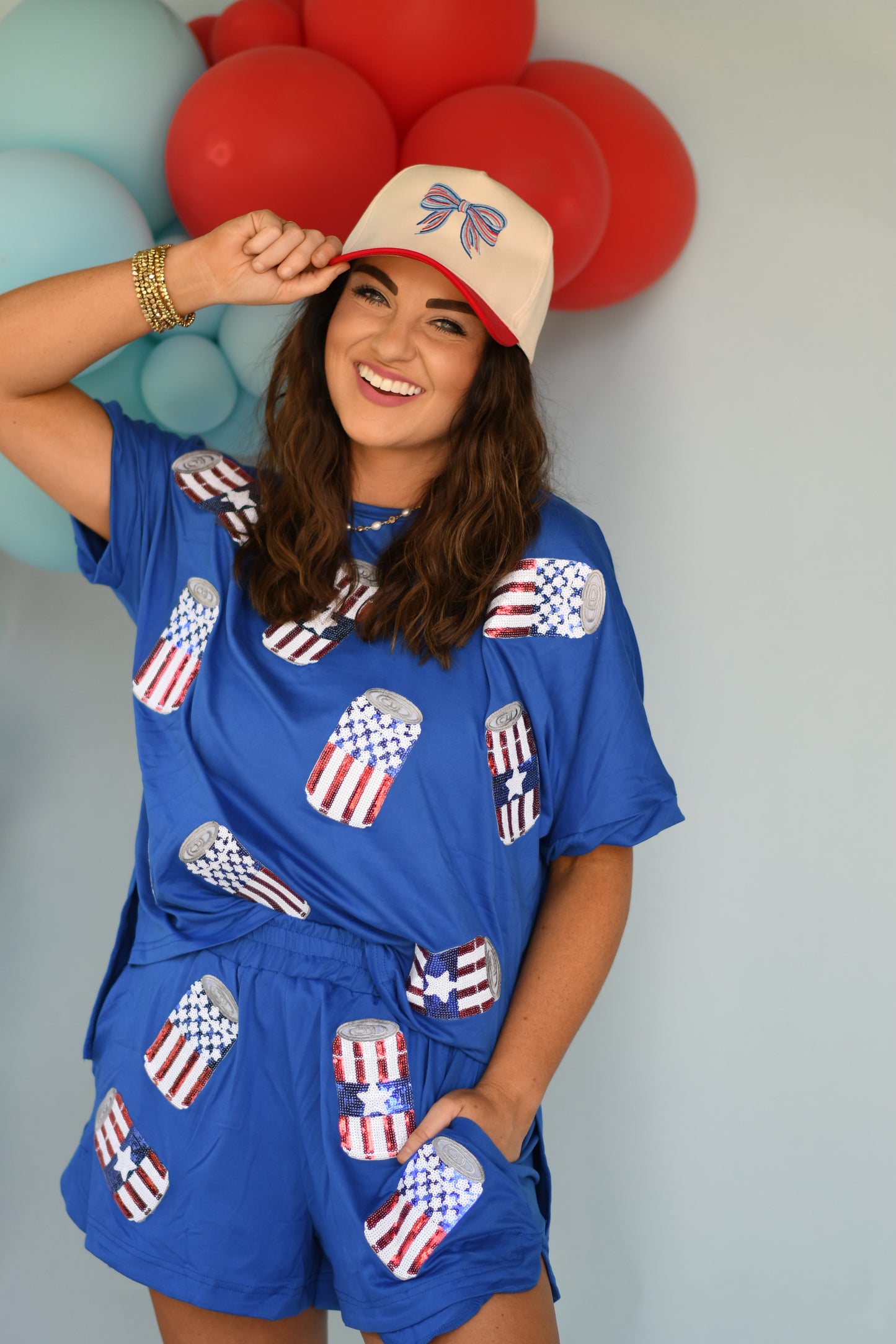 RTS Red Patriotic Embroidered Bow Hat