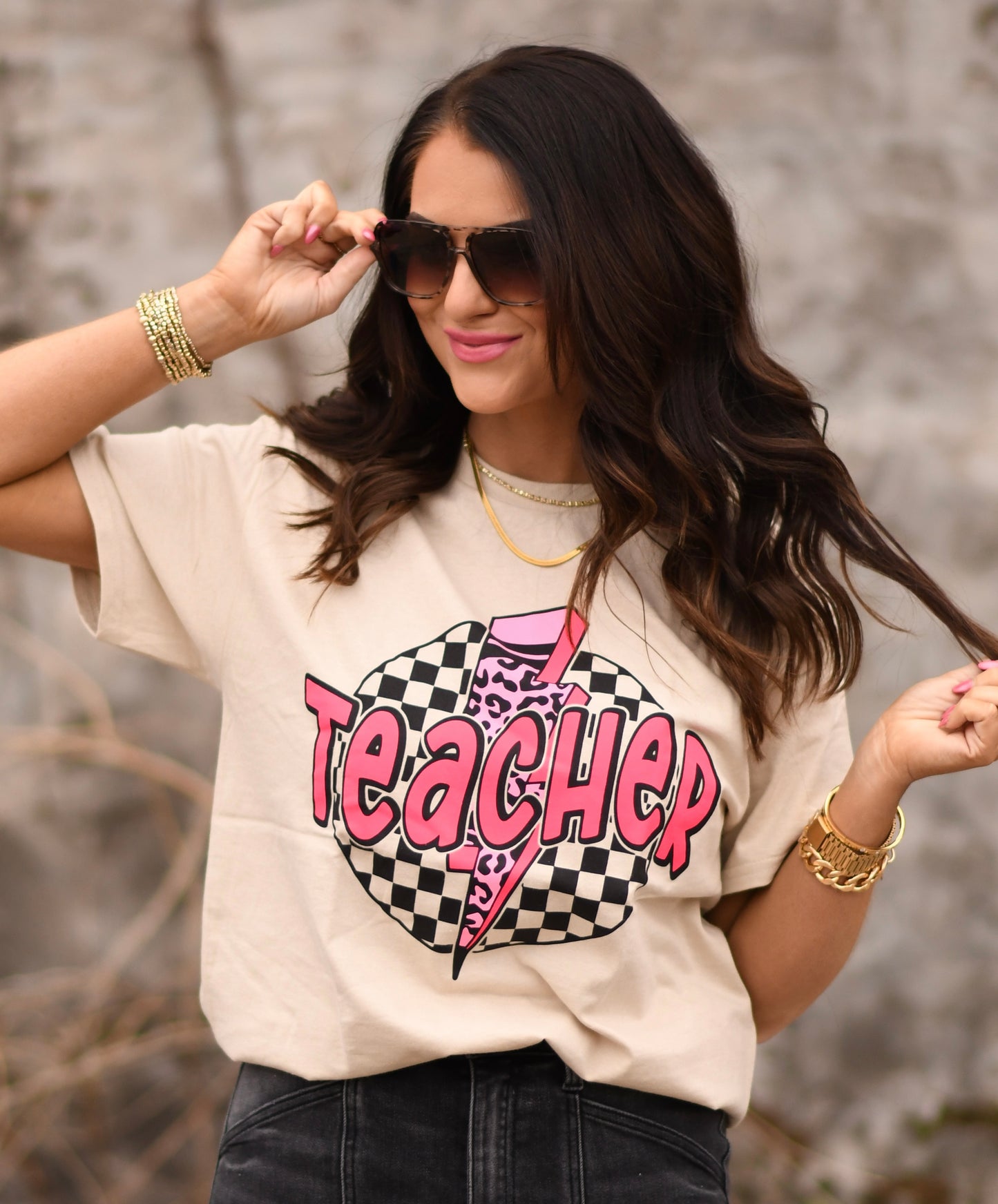 Teacher Leopard Bolt Tee