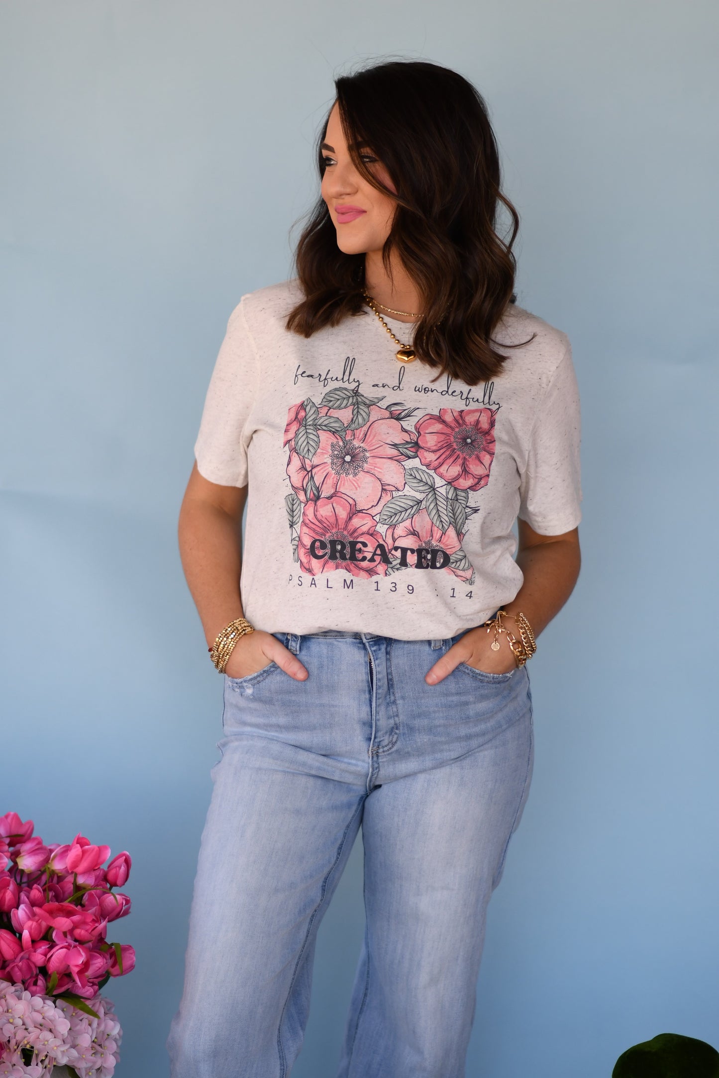 Fearfully And Wonderfully Created Floral Tee