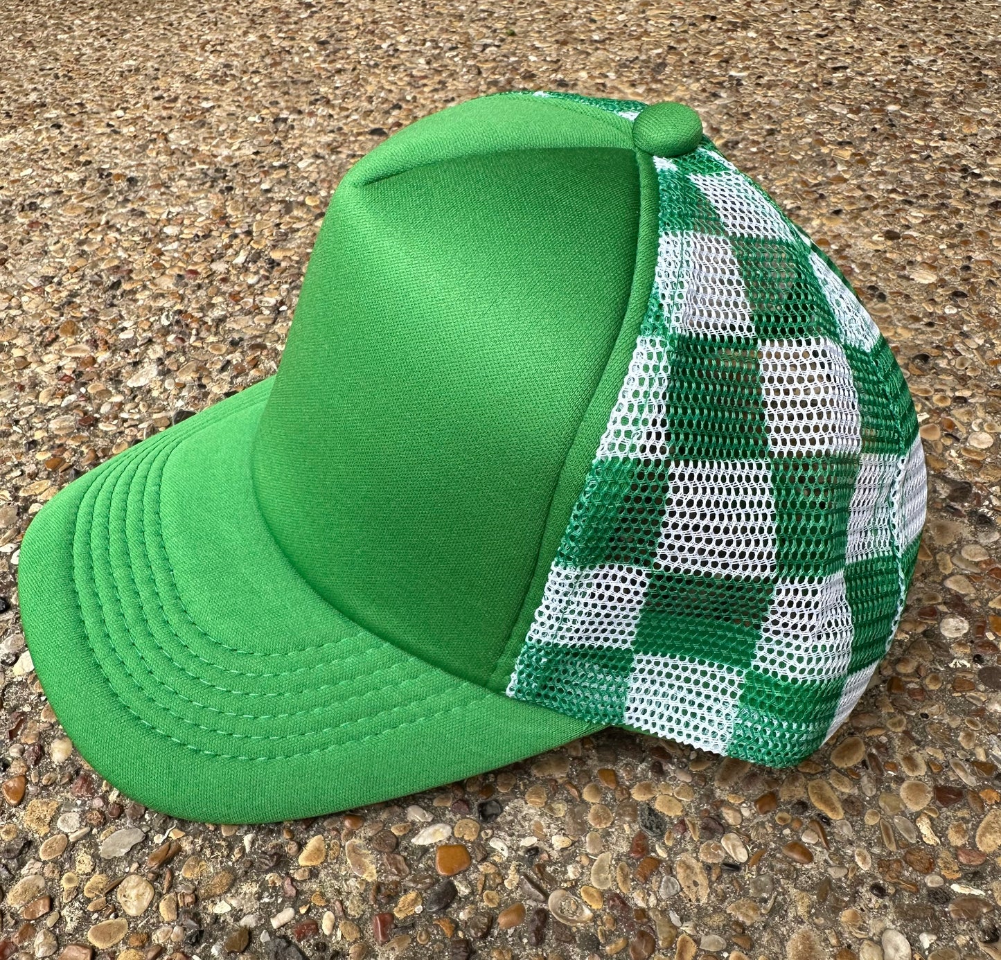 **SALE** RTS Green Checkered Trucker Hat