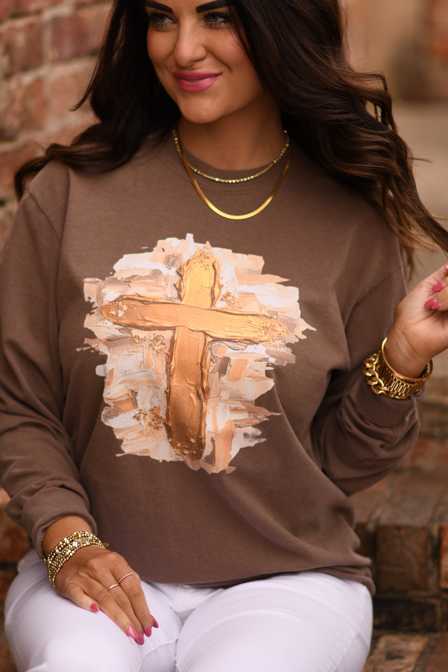 Gold Smudge Cross Tee/Long Sleeve