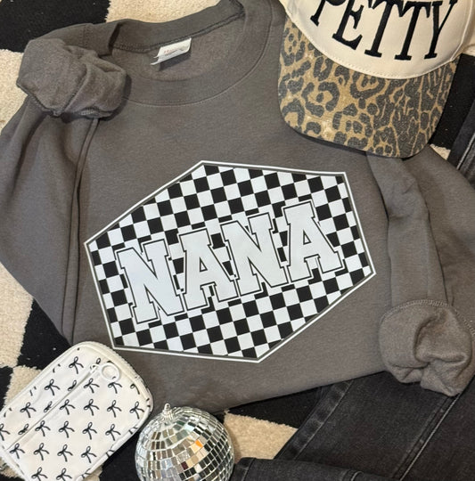 Nana Checkered Tee/Sweatshirt