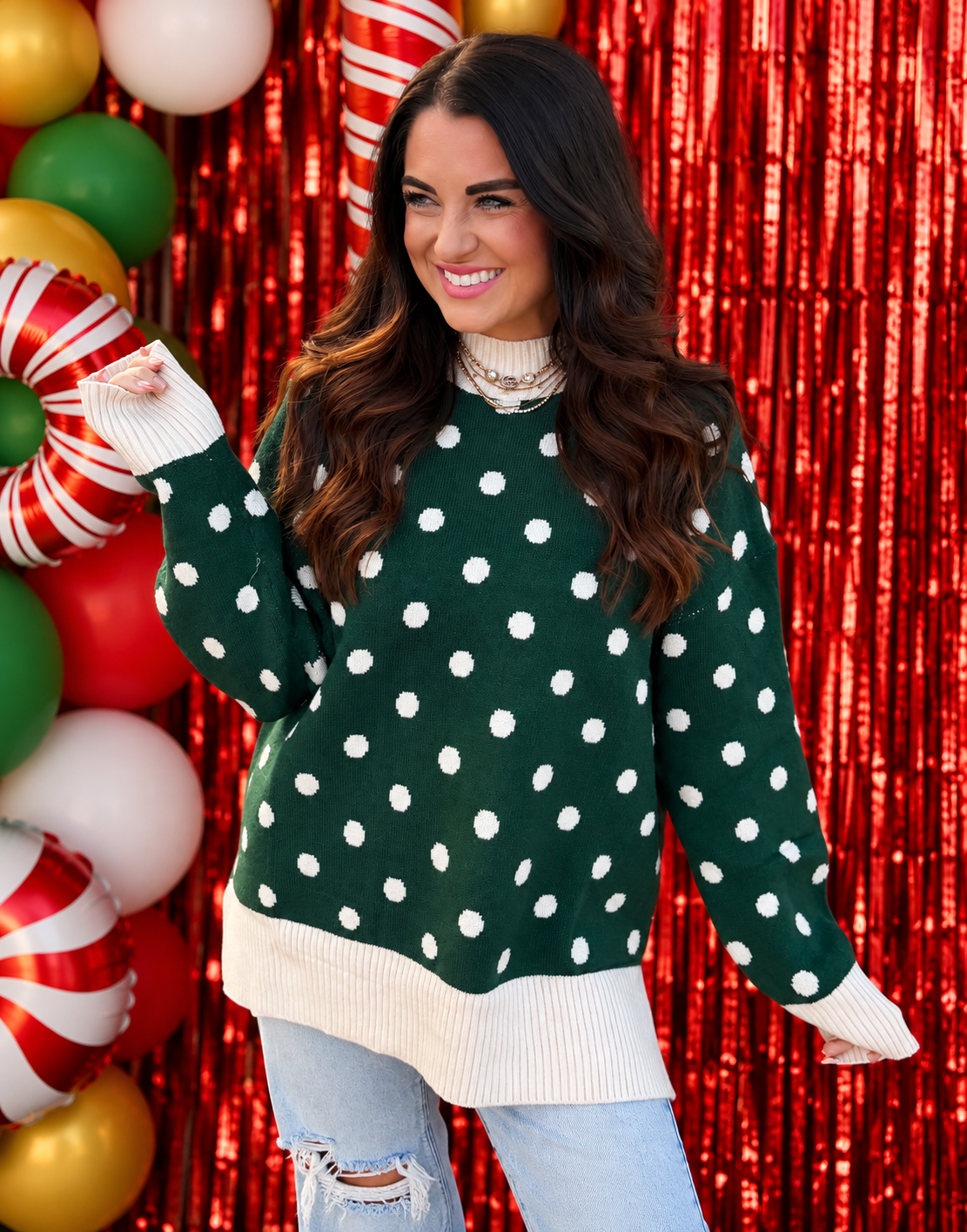 Polka Dot Slit Sweater *PRE ORDER* Early December Shipment