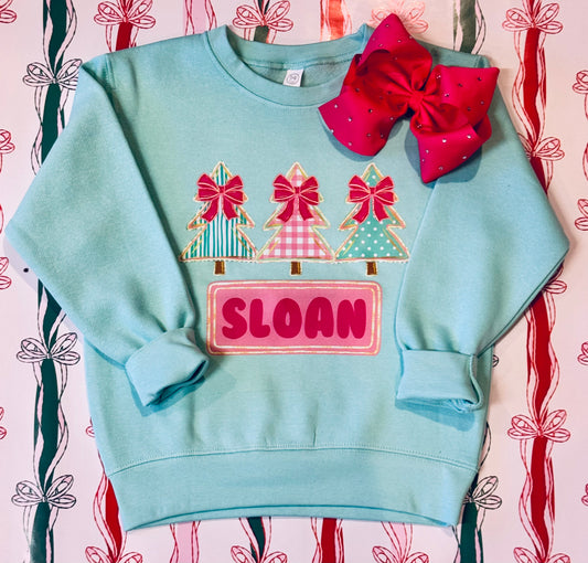 Custom Girls Bow Christmas Trees Tee/Sweatshirt