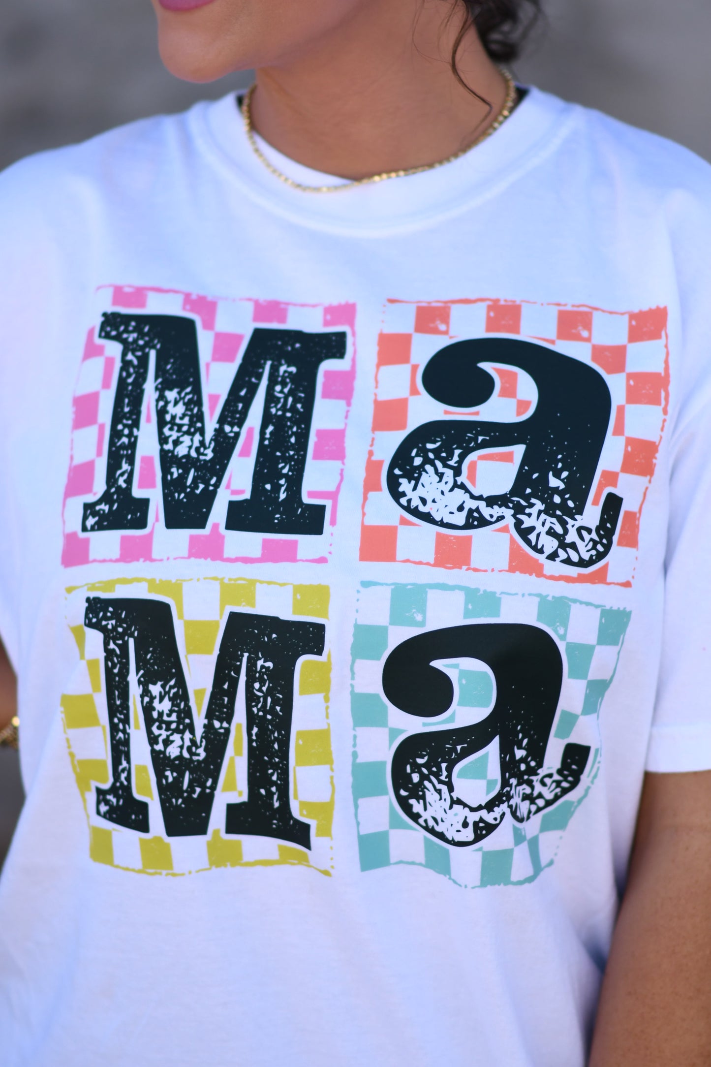 Stacked Checkered Mama tee